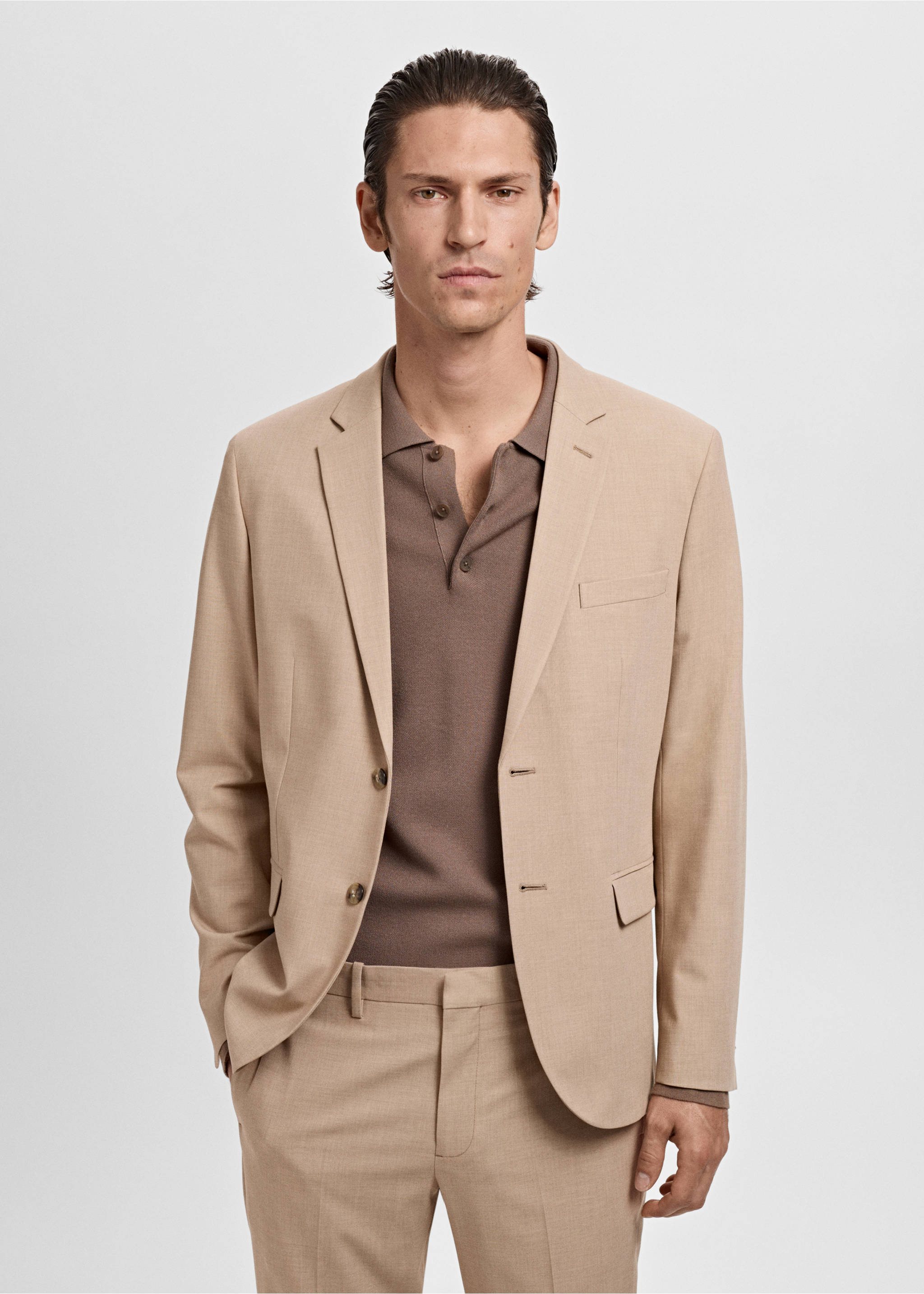 Veste costume París super slim-fit - Plan moyen, Beige. Ref: 17025155-00.