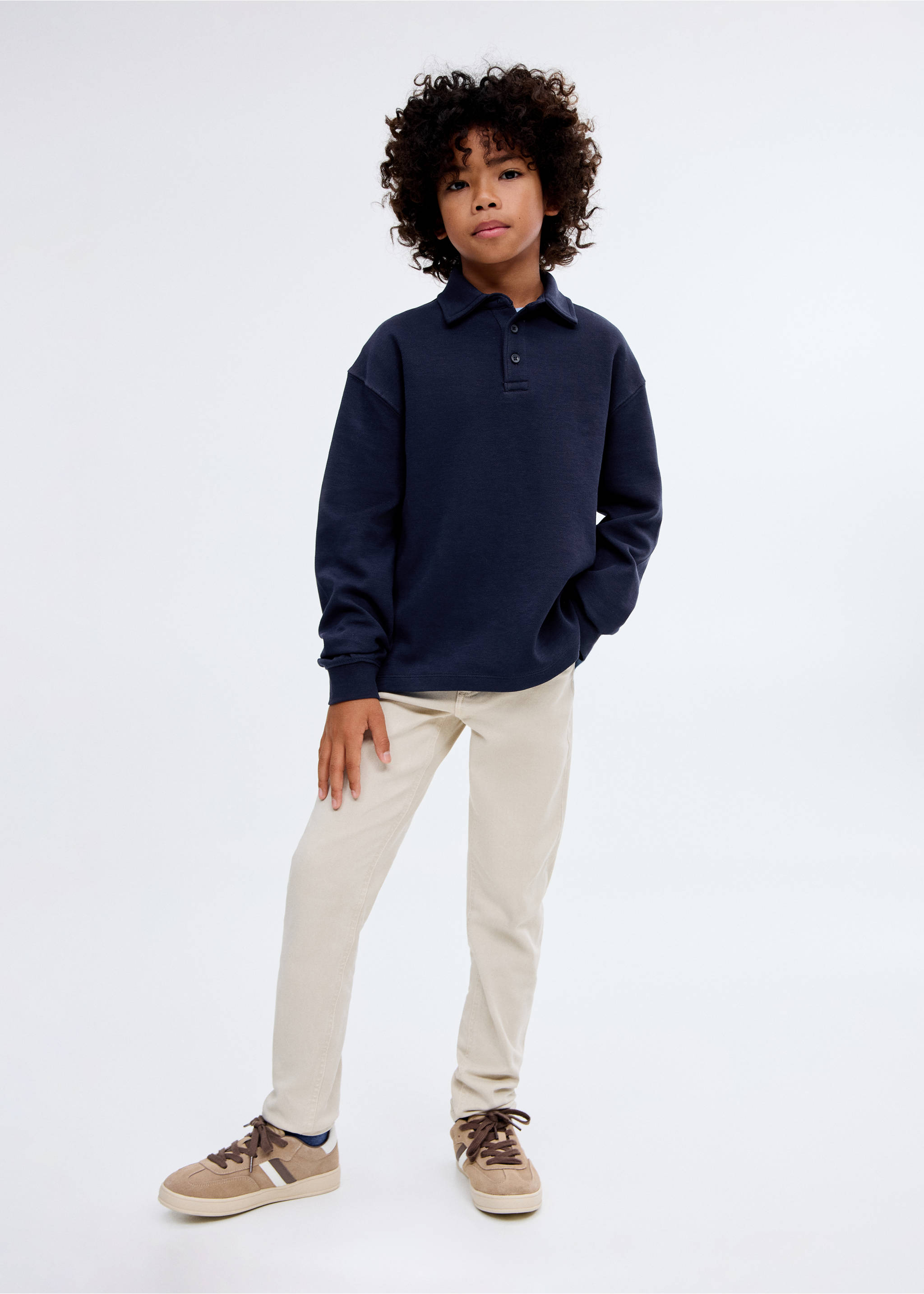 Sweat-shirt col polo - Plan général, Bleu marine. Ref: 17025160-00.