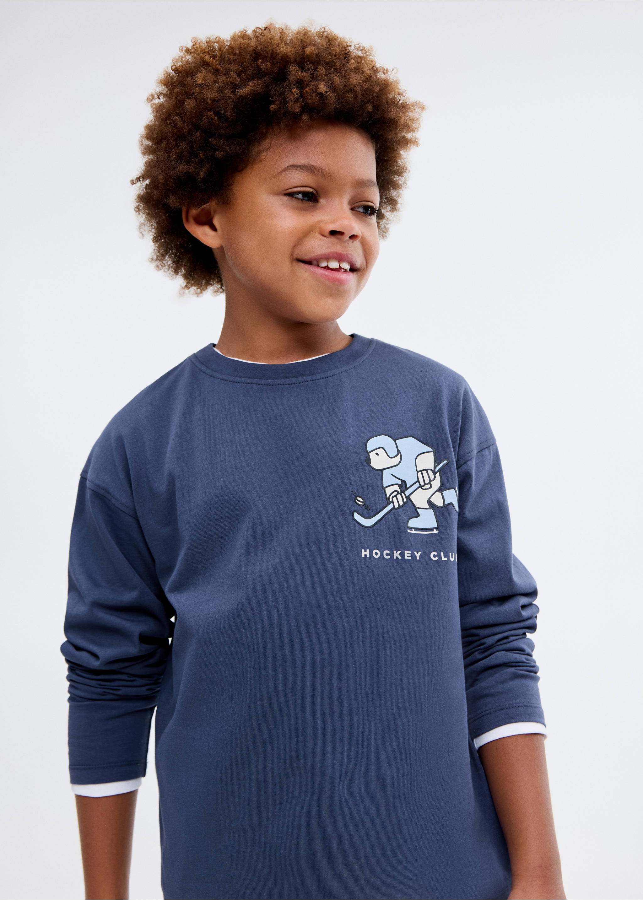 Printed cotton-blend T-shirt - General plane, Navy. Ref: 17025163-00.