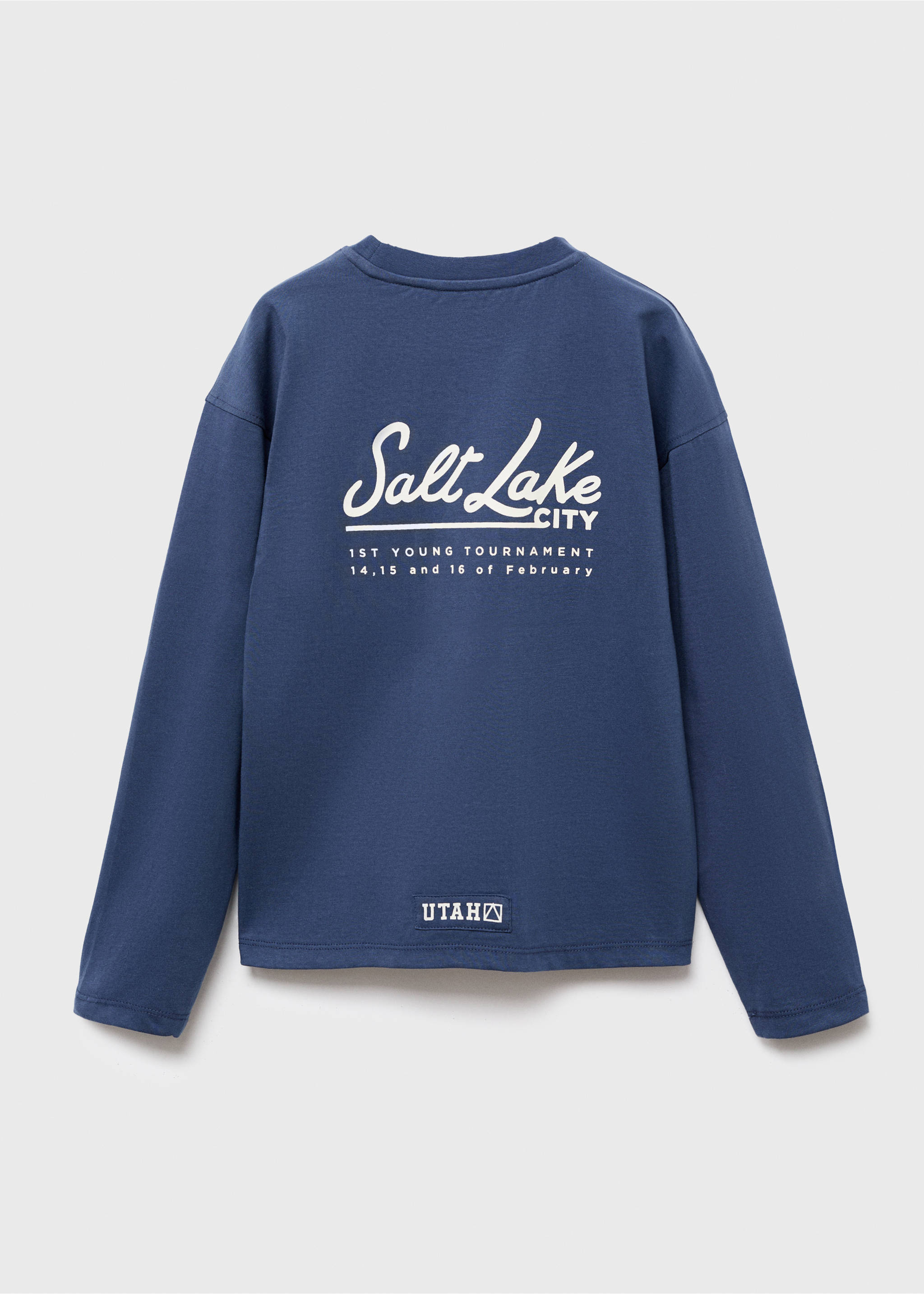 Printed cotton-blend T-shirt - Reverse of the article, Navy. Ref: 17025163-00.