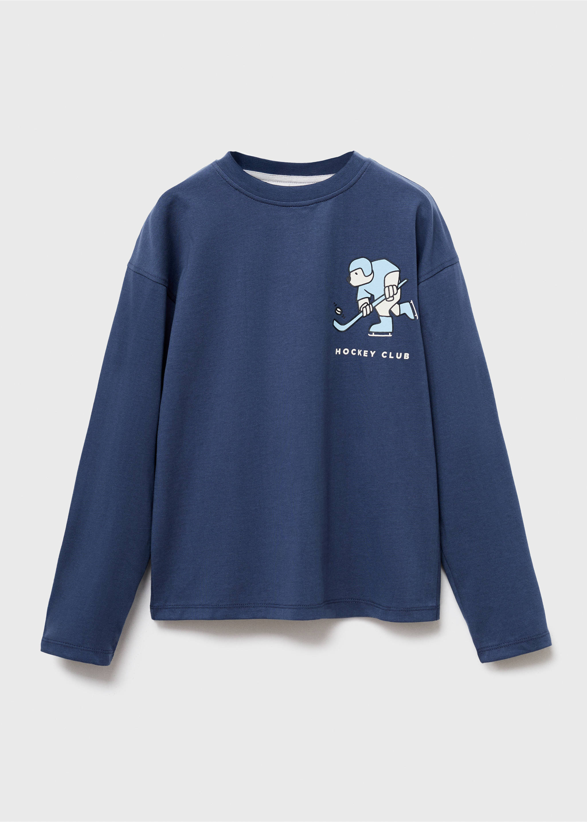 Printed cotton-blend T-shirt - Article without model, Navy. Ref: 17025163-00.