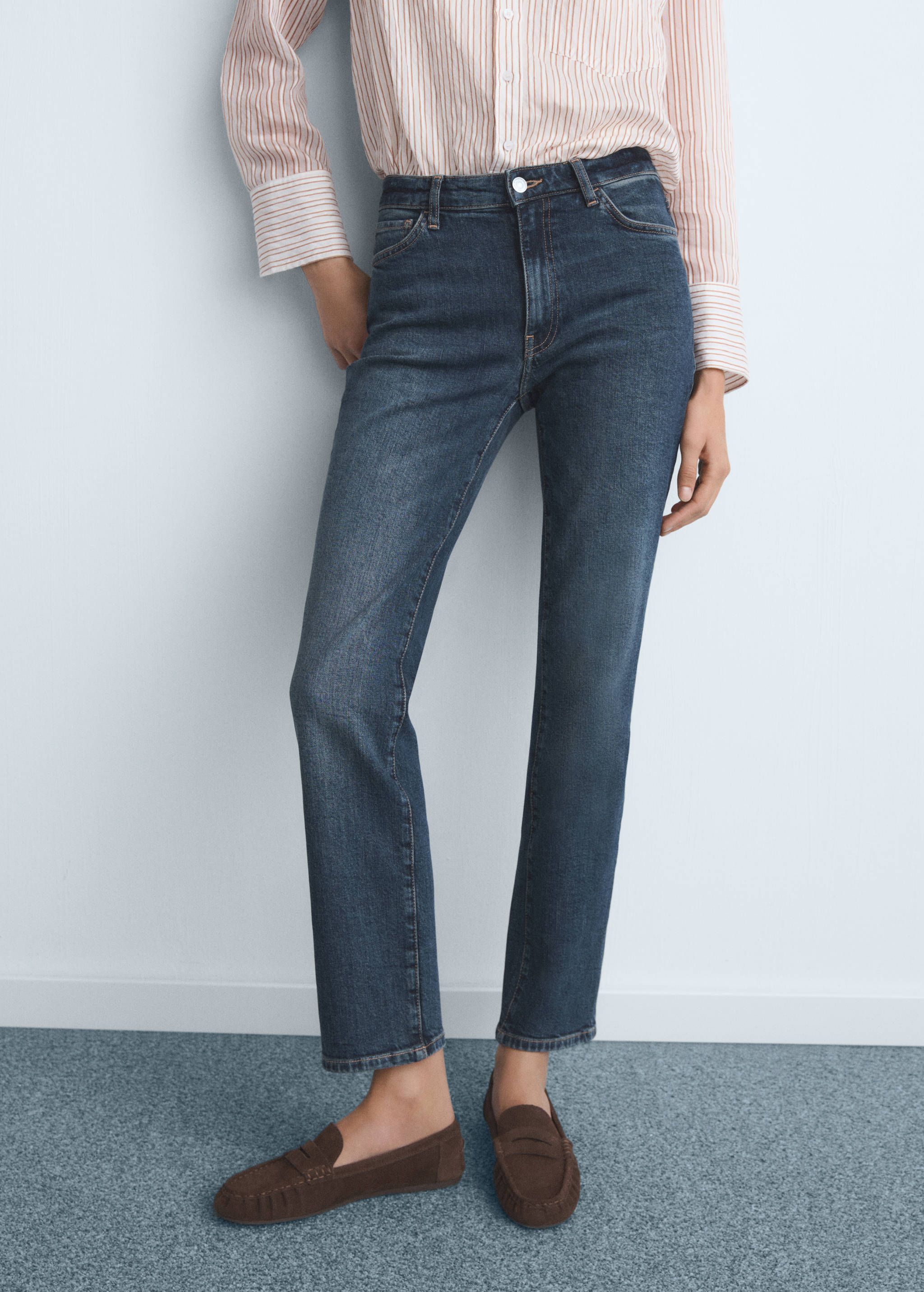 Mid-rise slim-fit jeans - Medium plane