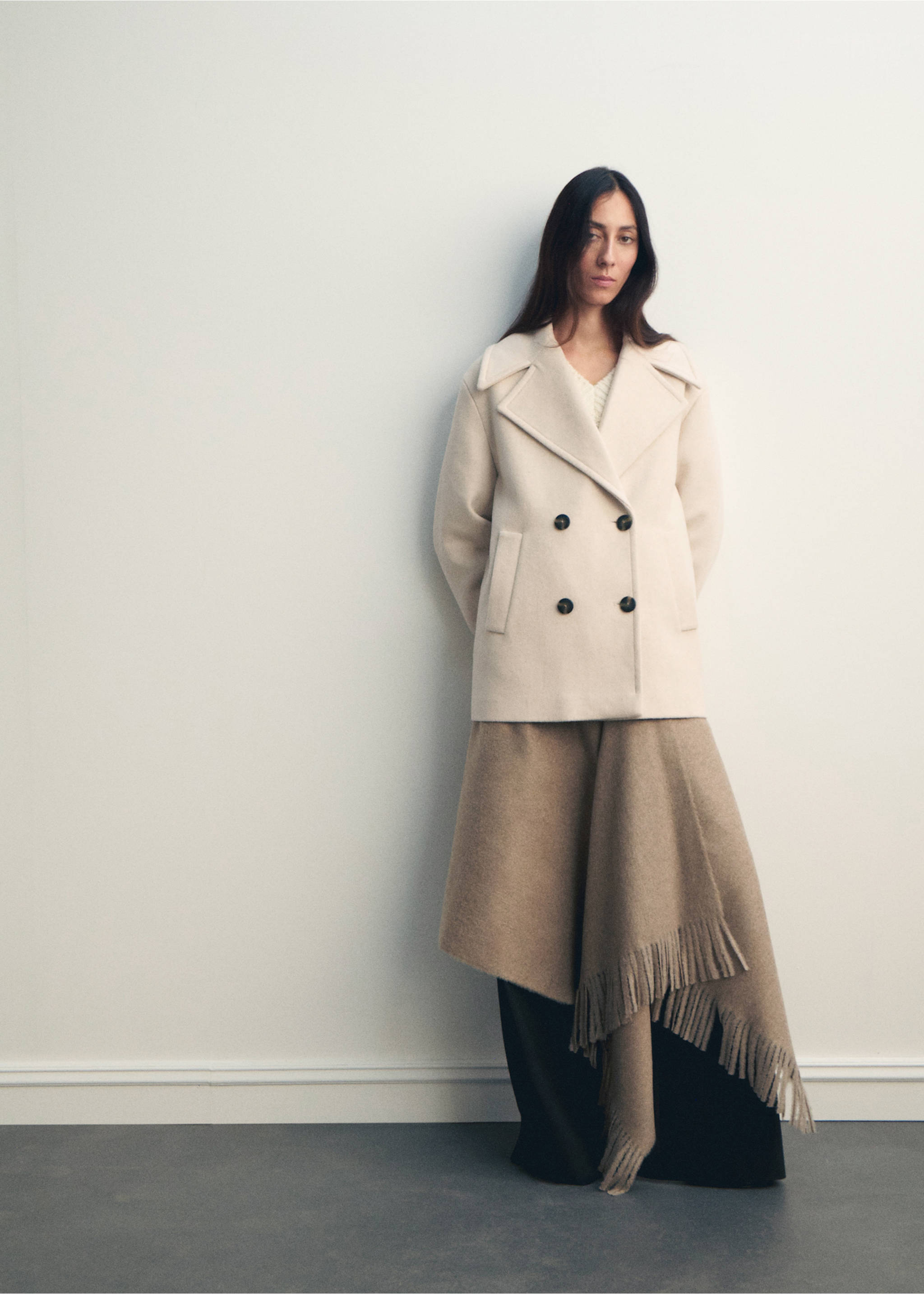 Double-breasted wool-blend coat - General plane, Light/Pastel Grey. Ref: 17025790-00.