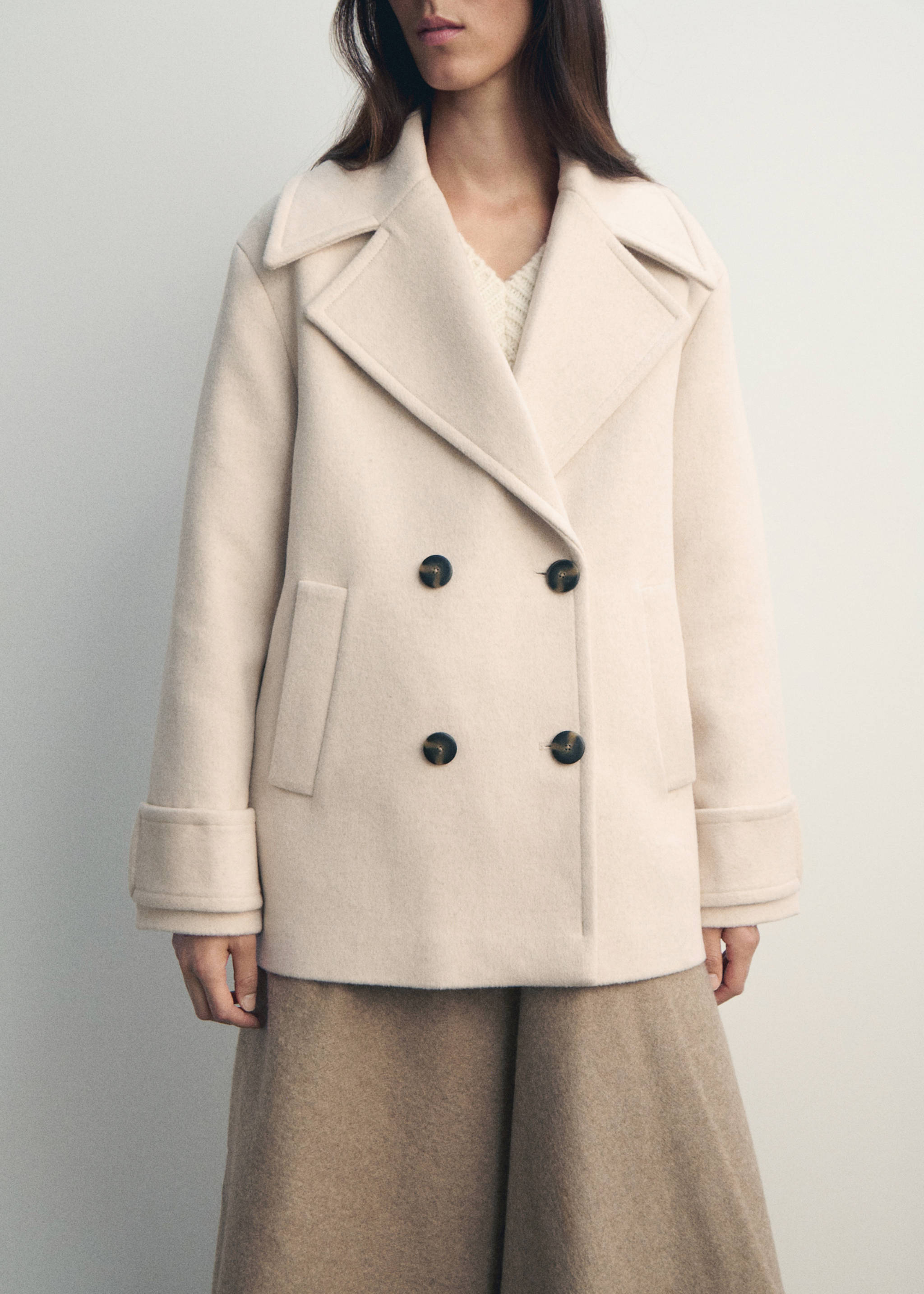 Double-breasted wool-blend coat - Medium plane