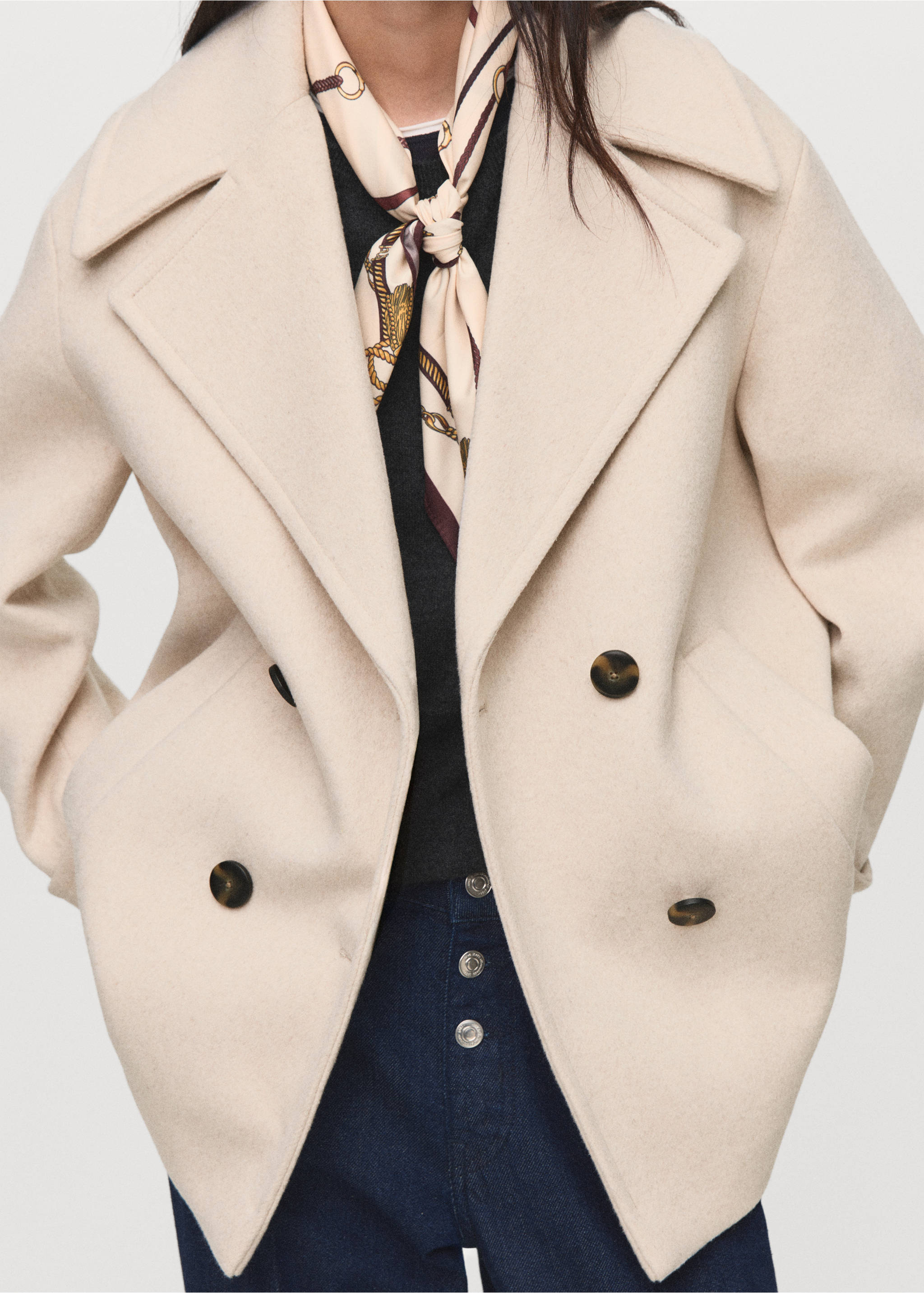 Manteau laine mélangée croisé - Détail de l'article 3, Gris clair/pastel. Ref: 17025790-00.