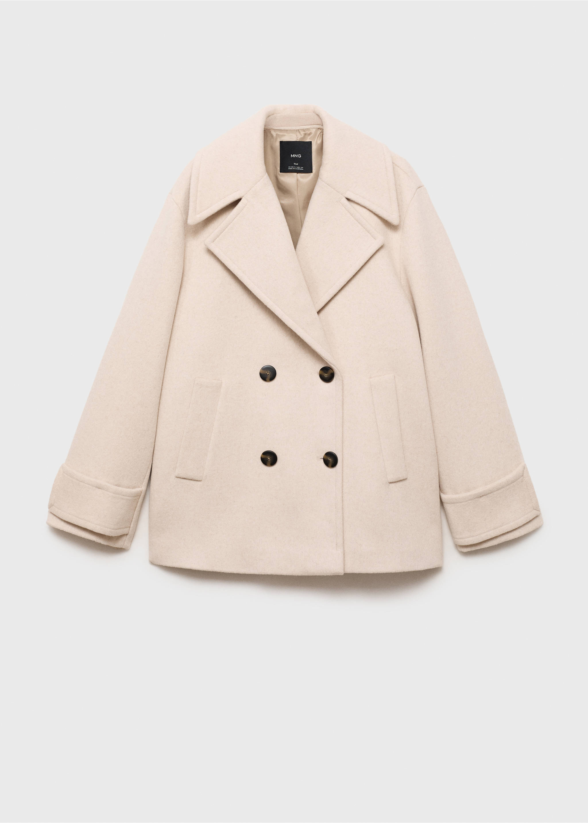 Double-breasted wool-blend coat - Article without model, Light/Pastel Grey. Ref: 17025790-00.