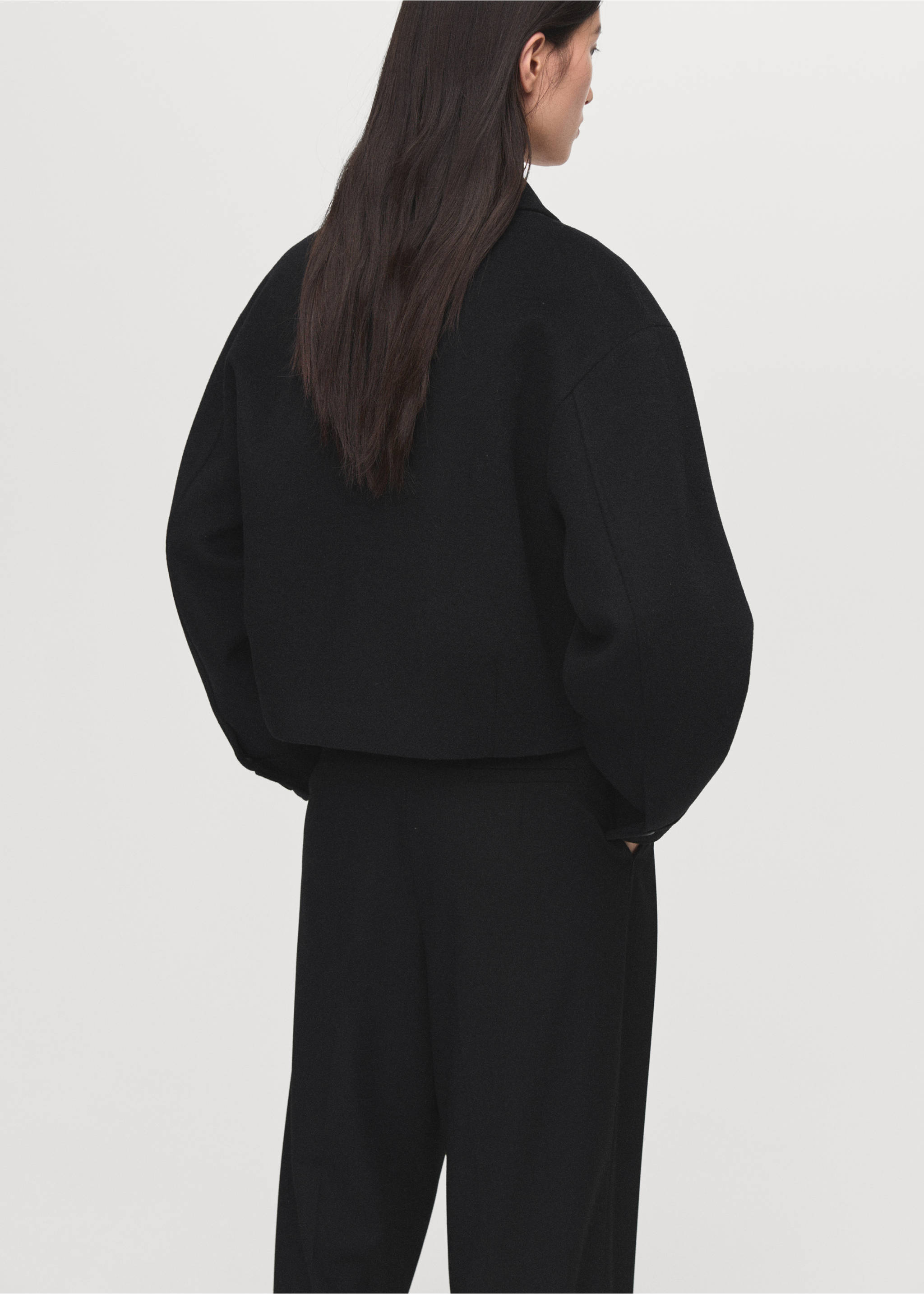 Wool bomber jacket - Reverse of the article, Black. Ref: 17025791-00.