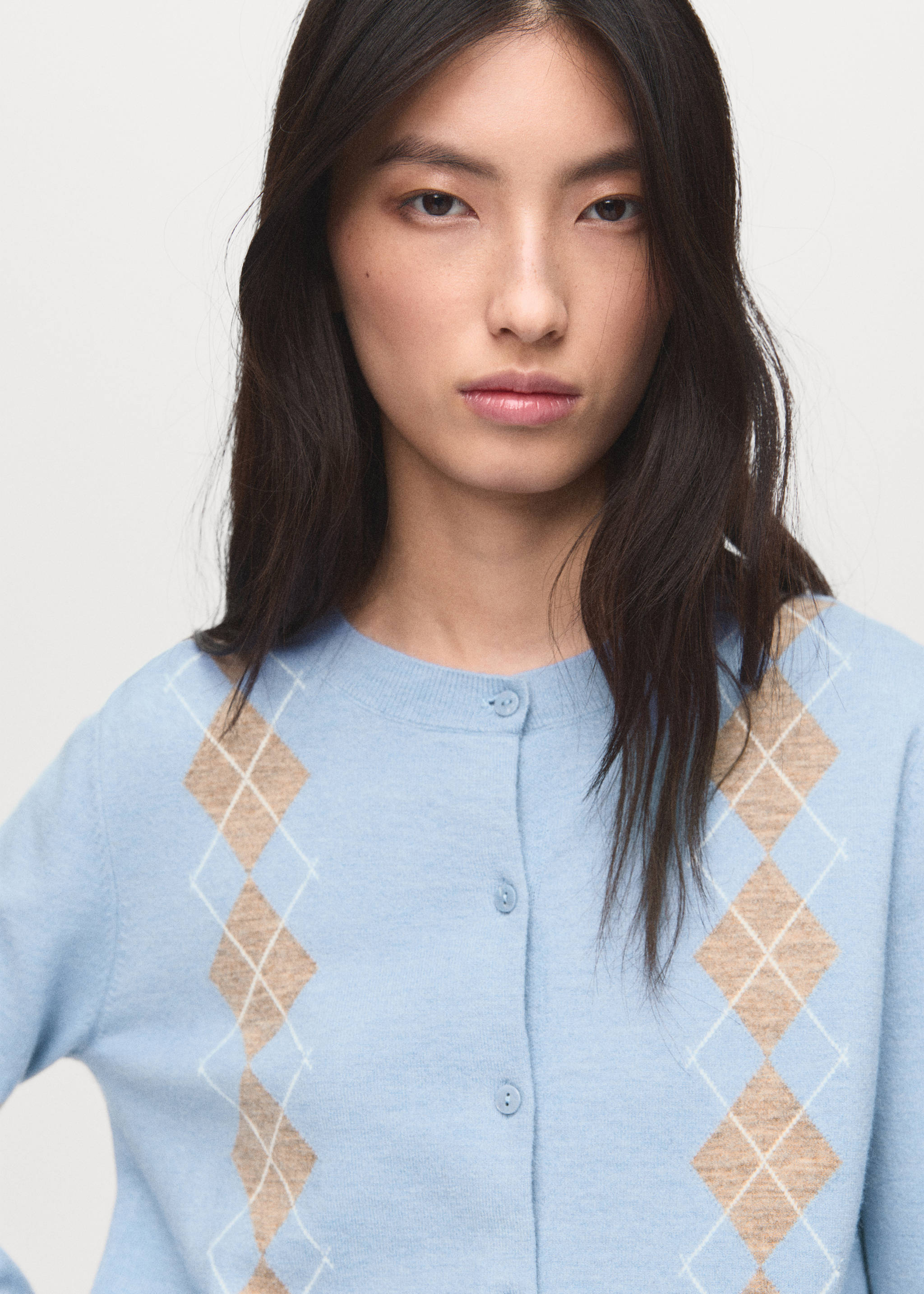 Argyle pattern knit cardigan - Details of the article 1