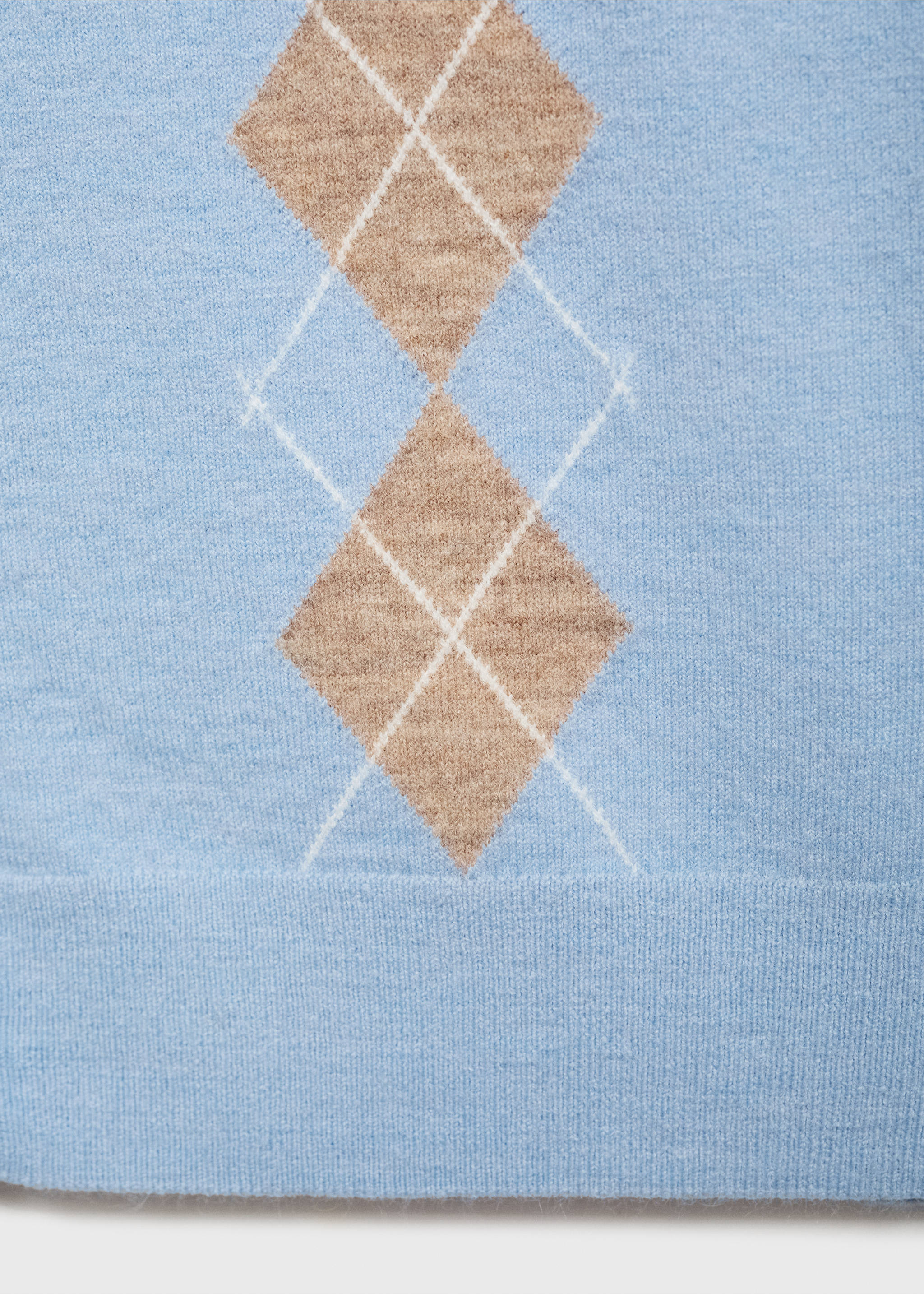 Argyle pattern knit cardigan - Details of the article 0, Sky Blue. Ref: 17025801-00.