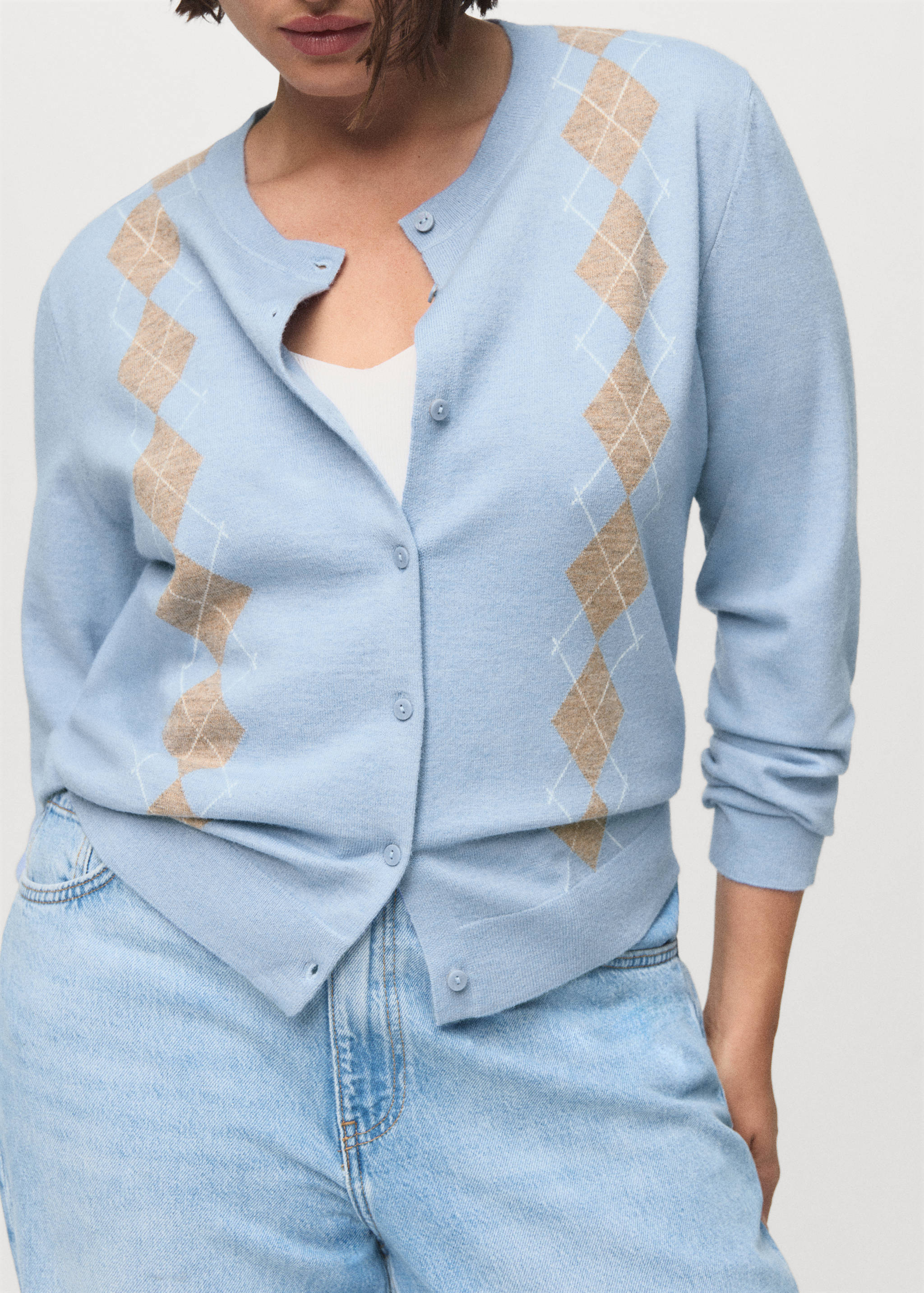 Argyle pattern knit cardigan - Details of the article 5