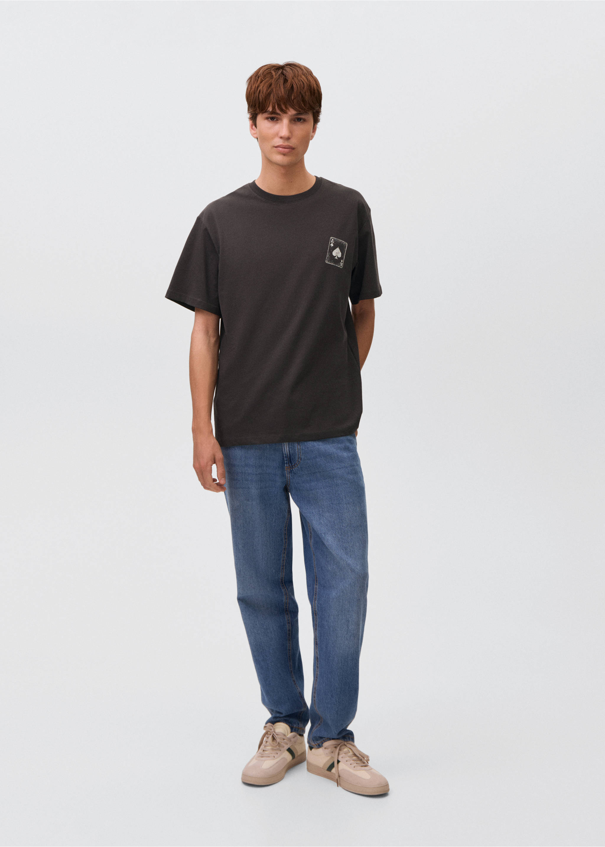 Printed cotton-blend t-shirt - General plane, Charcoal. Ref: 17025803-00.