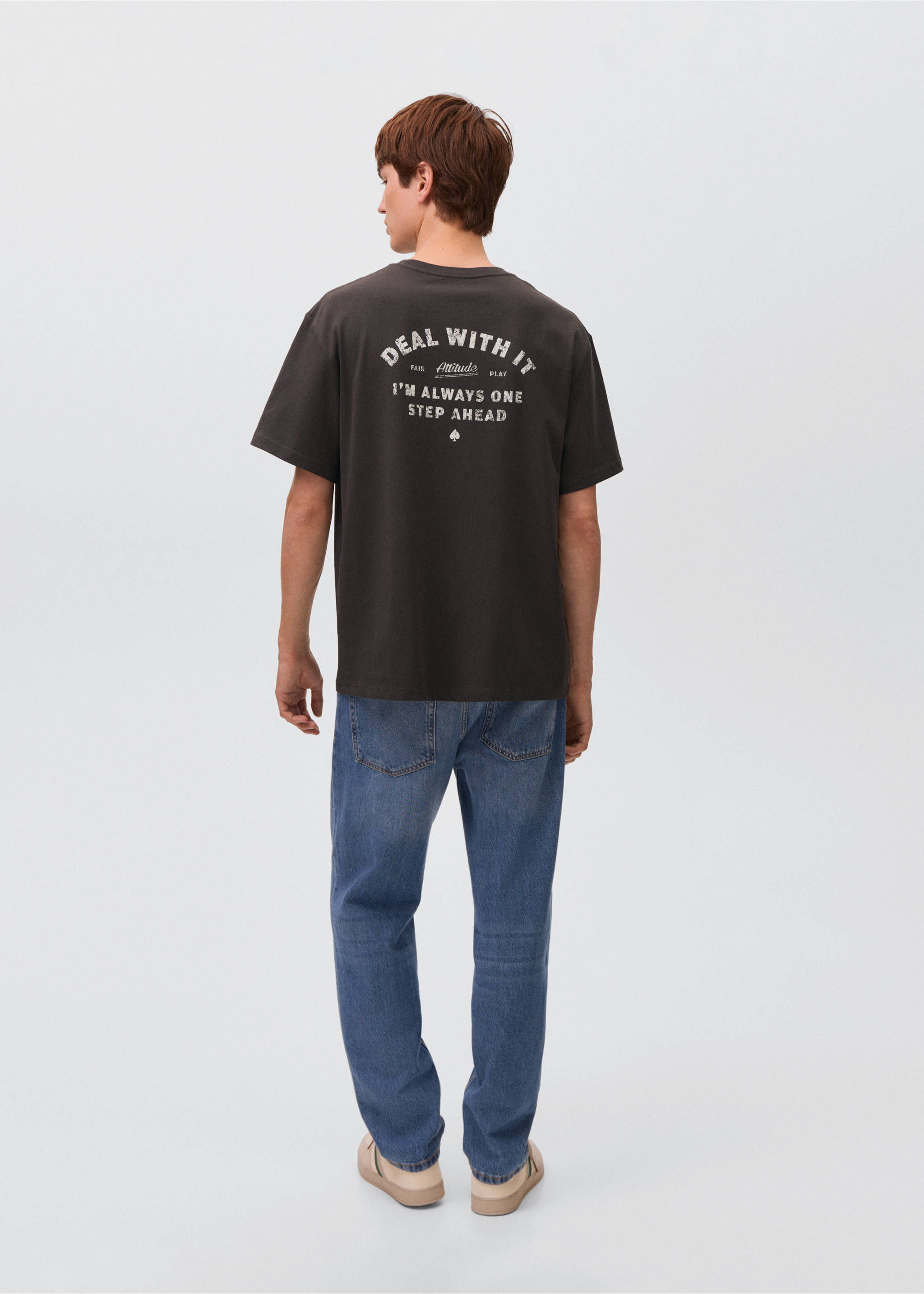 Printed cotton-blend t-shirt - Reverse of the article, Charcoal. Ref: 17025803-00.