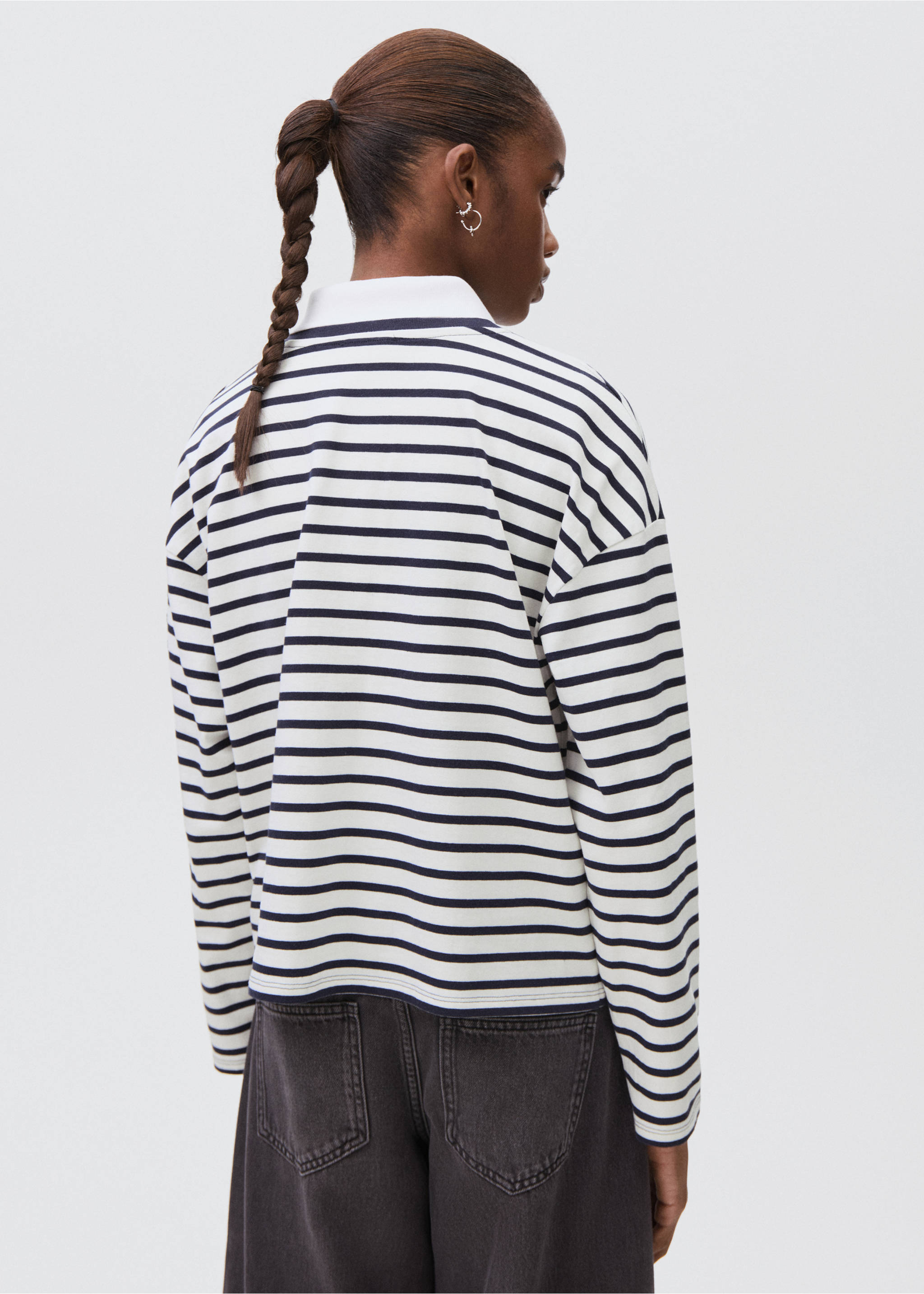 Striped cotton T-shirt - Reverse of the article, Navy. Ref: 17025804-00.