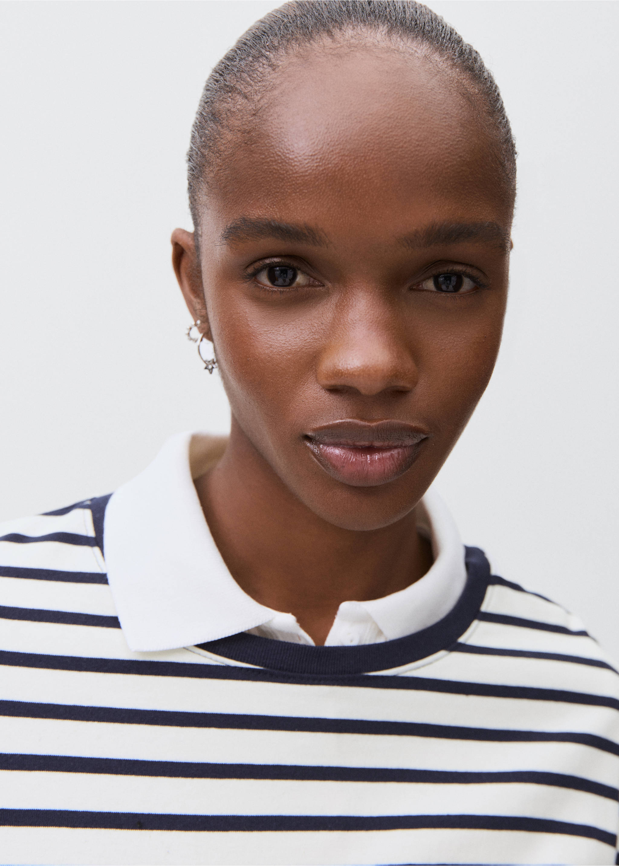 Striped cotton T-shirt - Details of the article 1, Navy. Ref: 17025804-00.