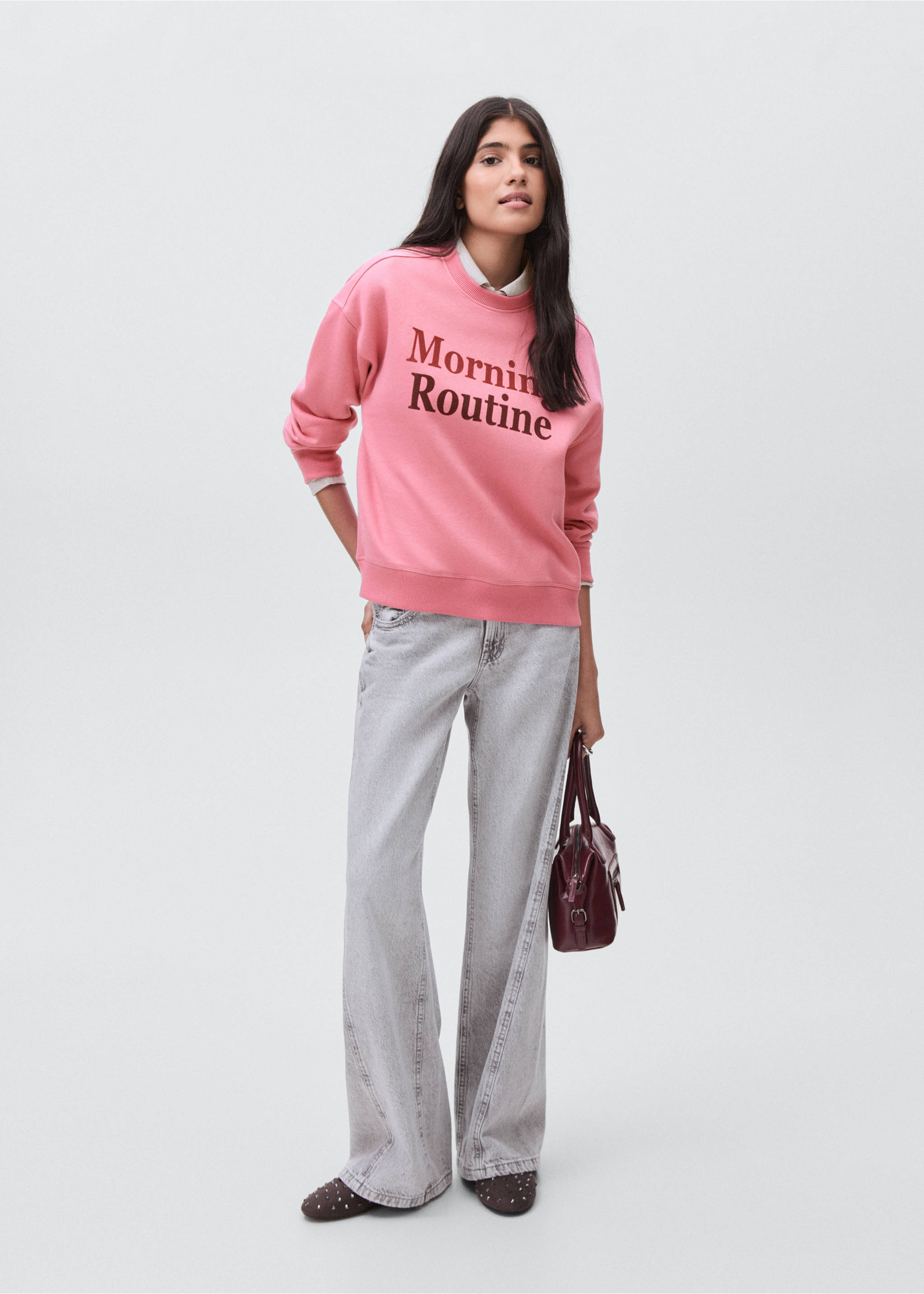 Printed cotton sweatshirt - General plane, Pink. Ref: 17025806-00.