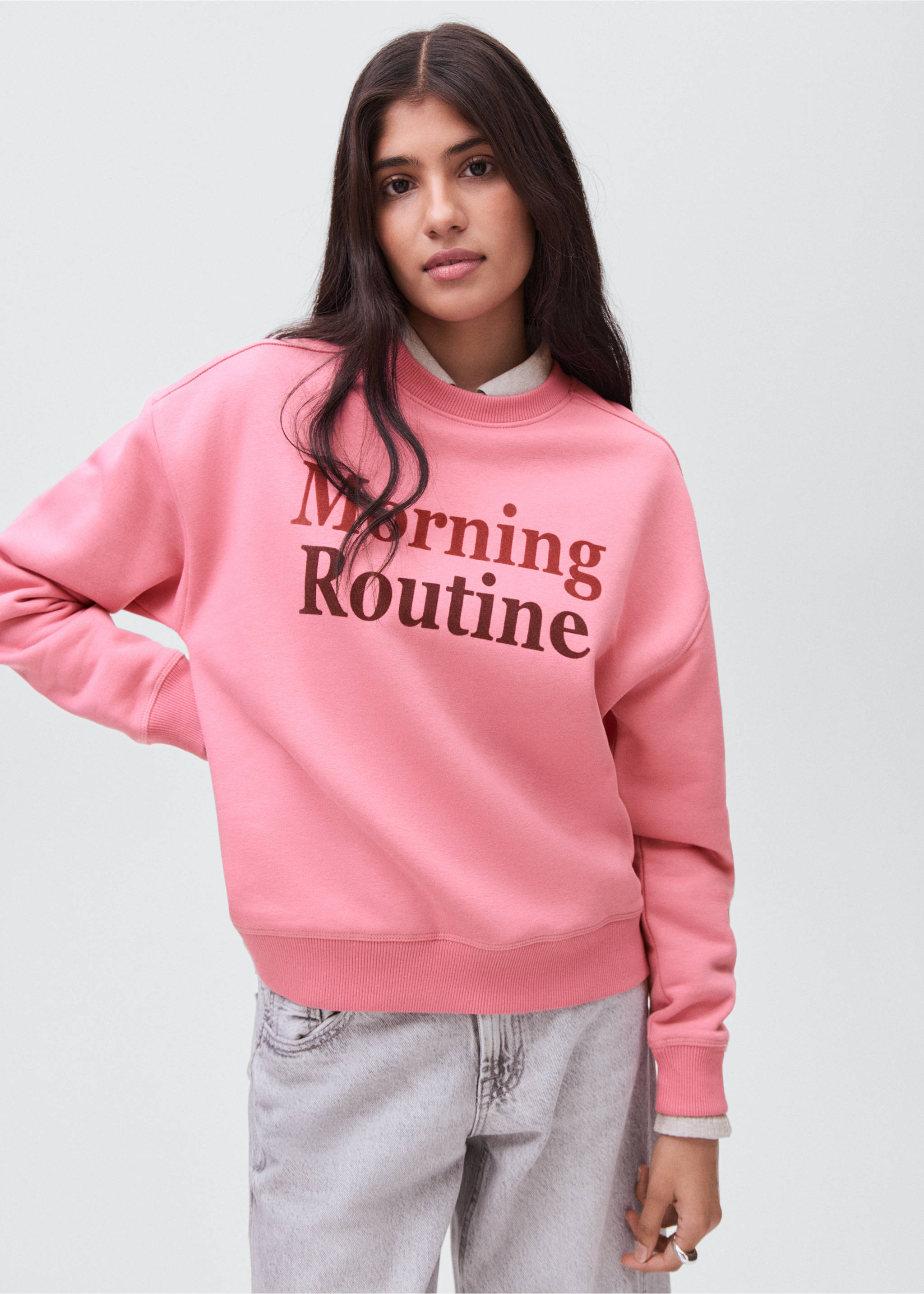 Printed cotton sweatshirt - Medium plane, Pink. Ref: 17025806-00.