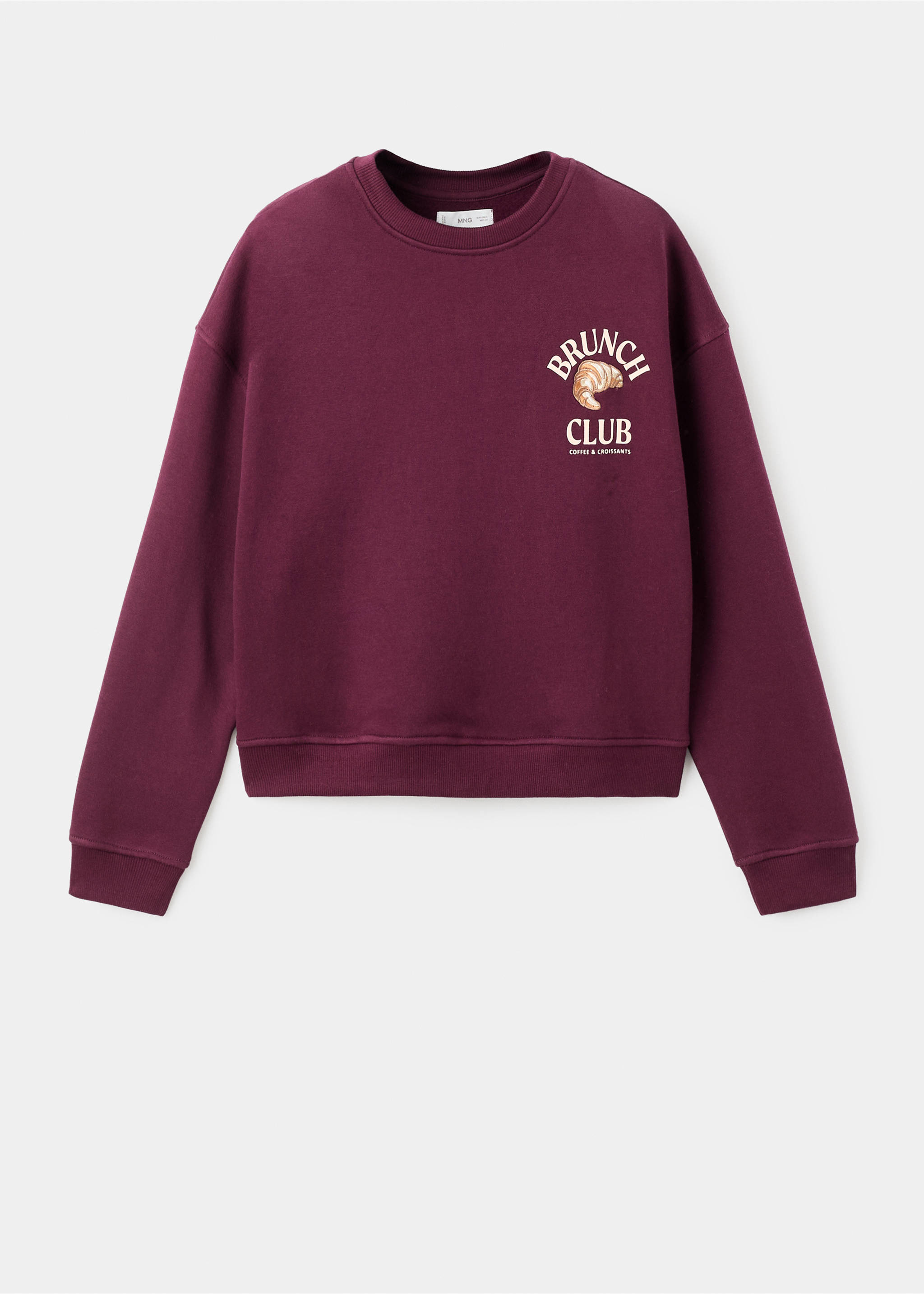 Printed cotton sweatshirt - Article without model, Maroon. Ref: 17025807-00.
