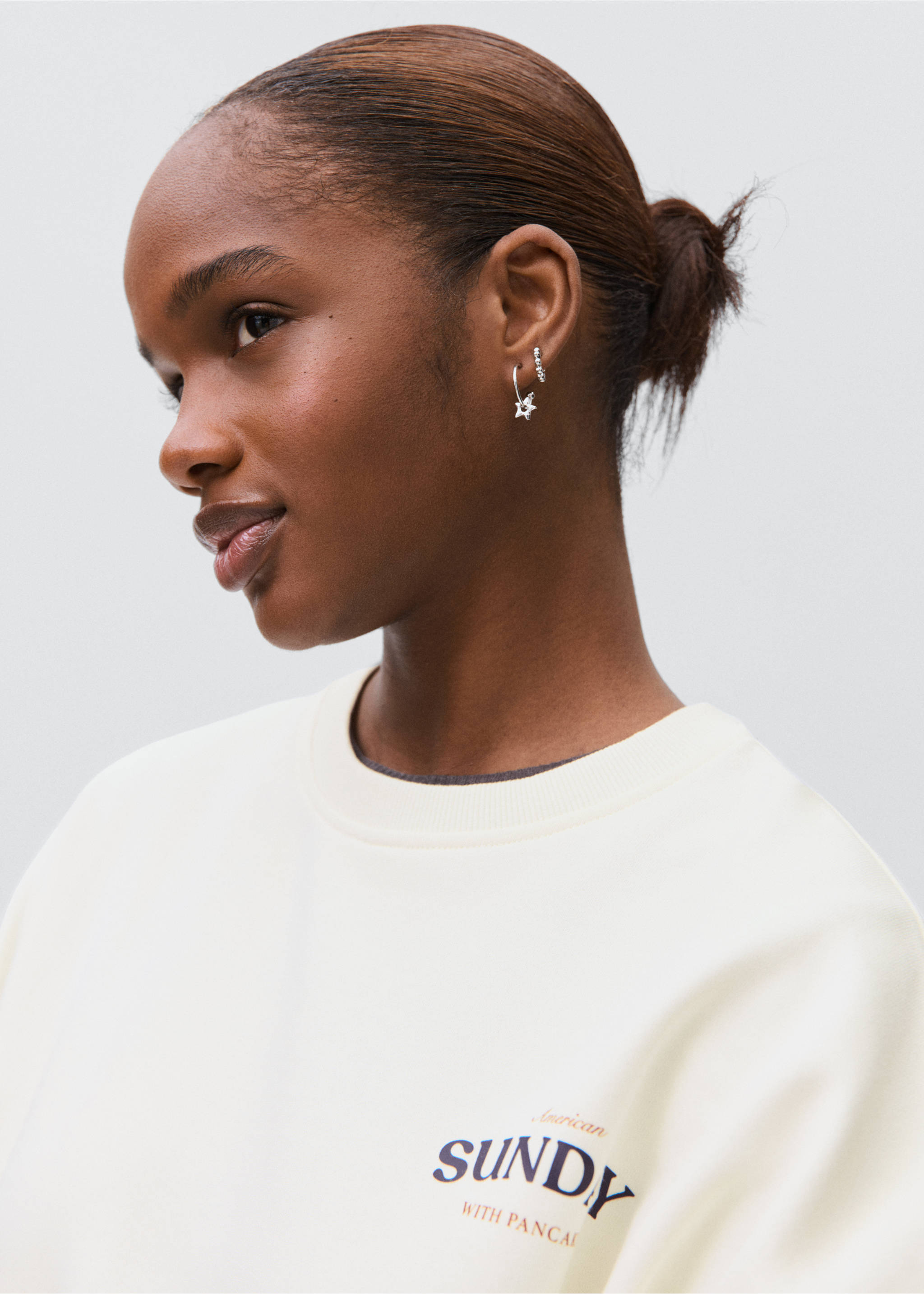 Printed cotton sweatshirt - Details of the article 1, Off White. Ref: 17025808-00.