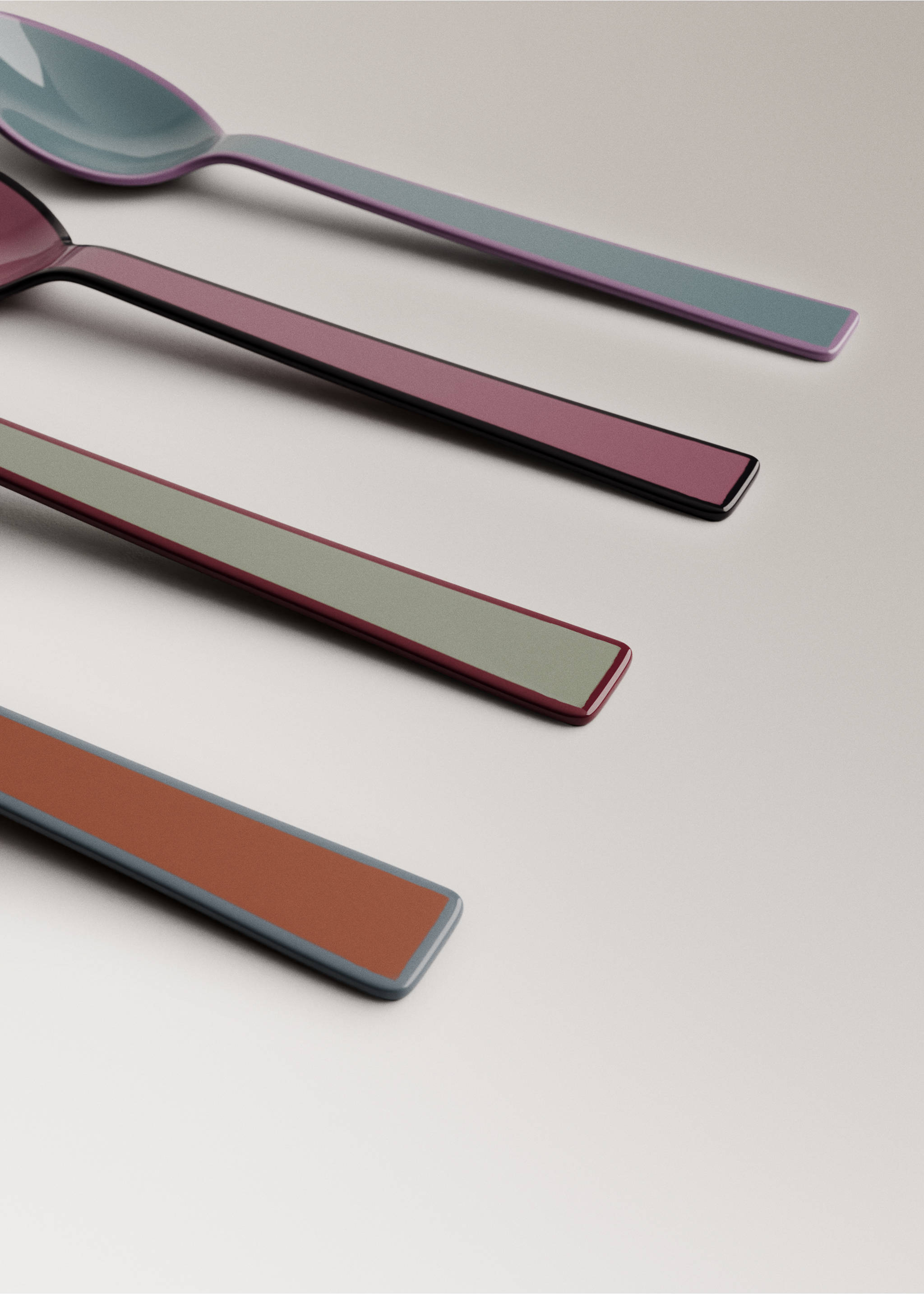 Set of 4 multi-coloured dessert spoons - Details of the article 1, Charcoal. Ref: 17025813-00.