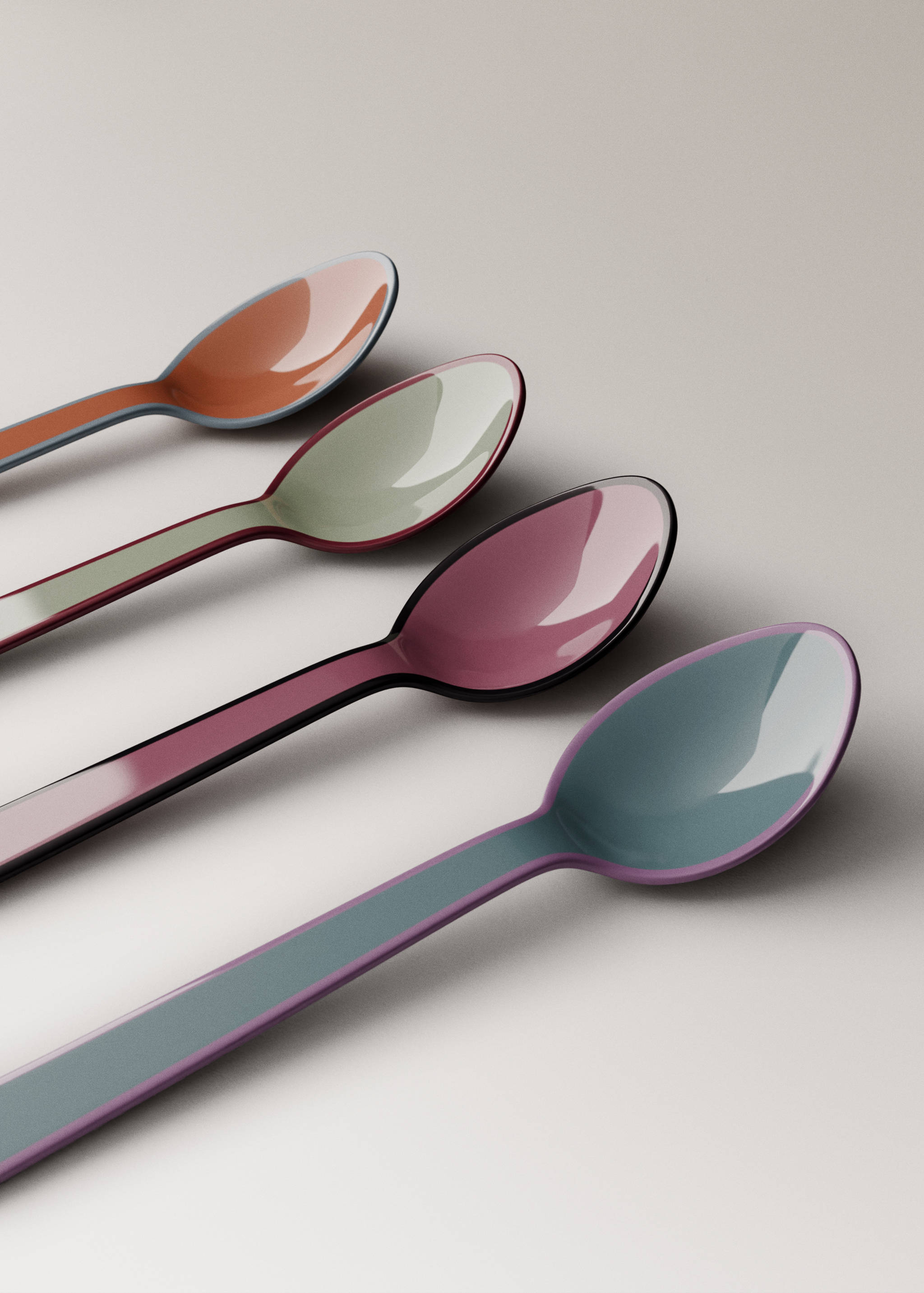 Set of 4 multi-coloured dessert spoons - Details of the article 2