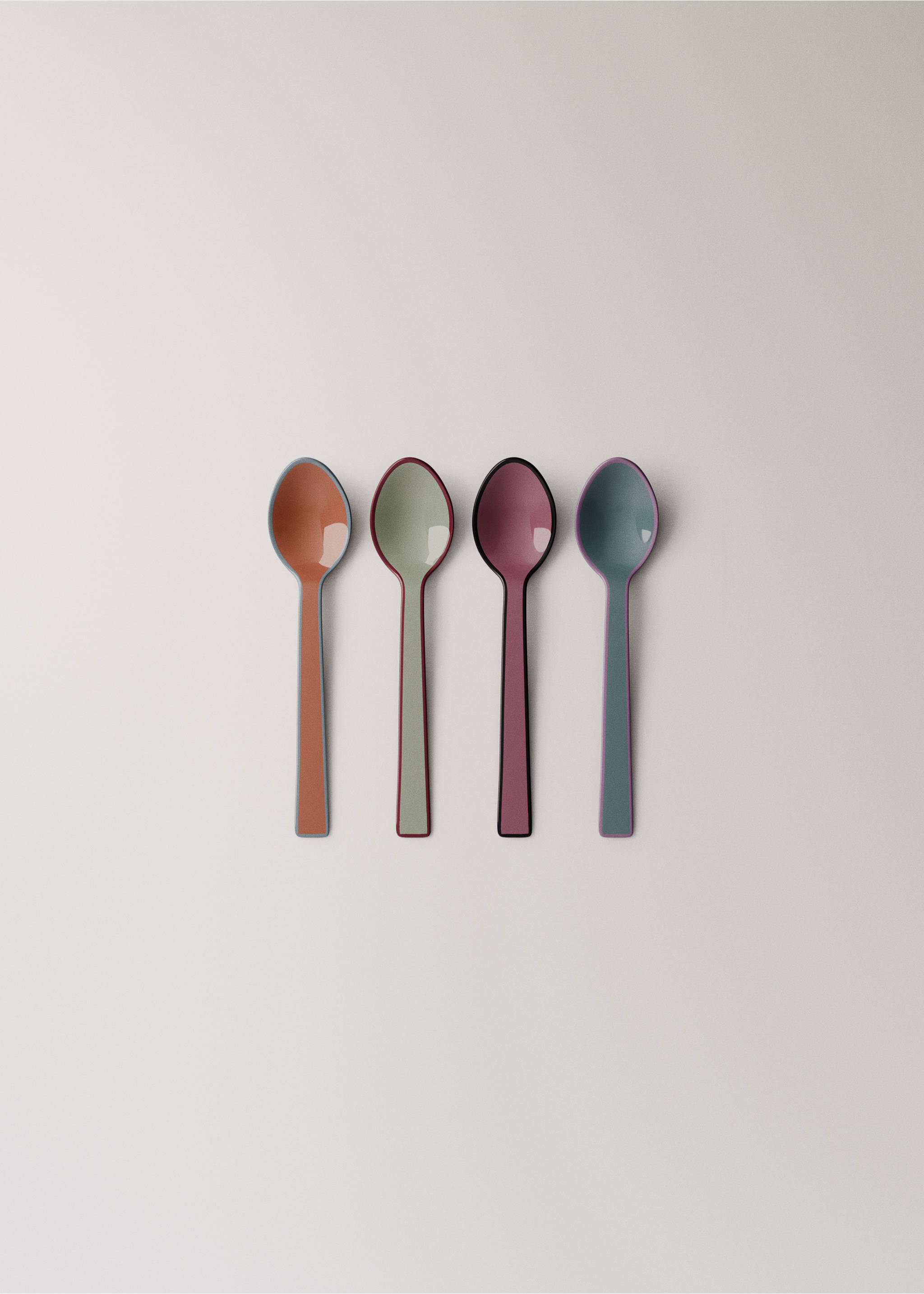 Set of 4 multi-coloured dessert spoons - Article without model, Charcoal. Ref: 17025813-00.
