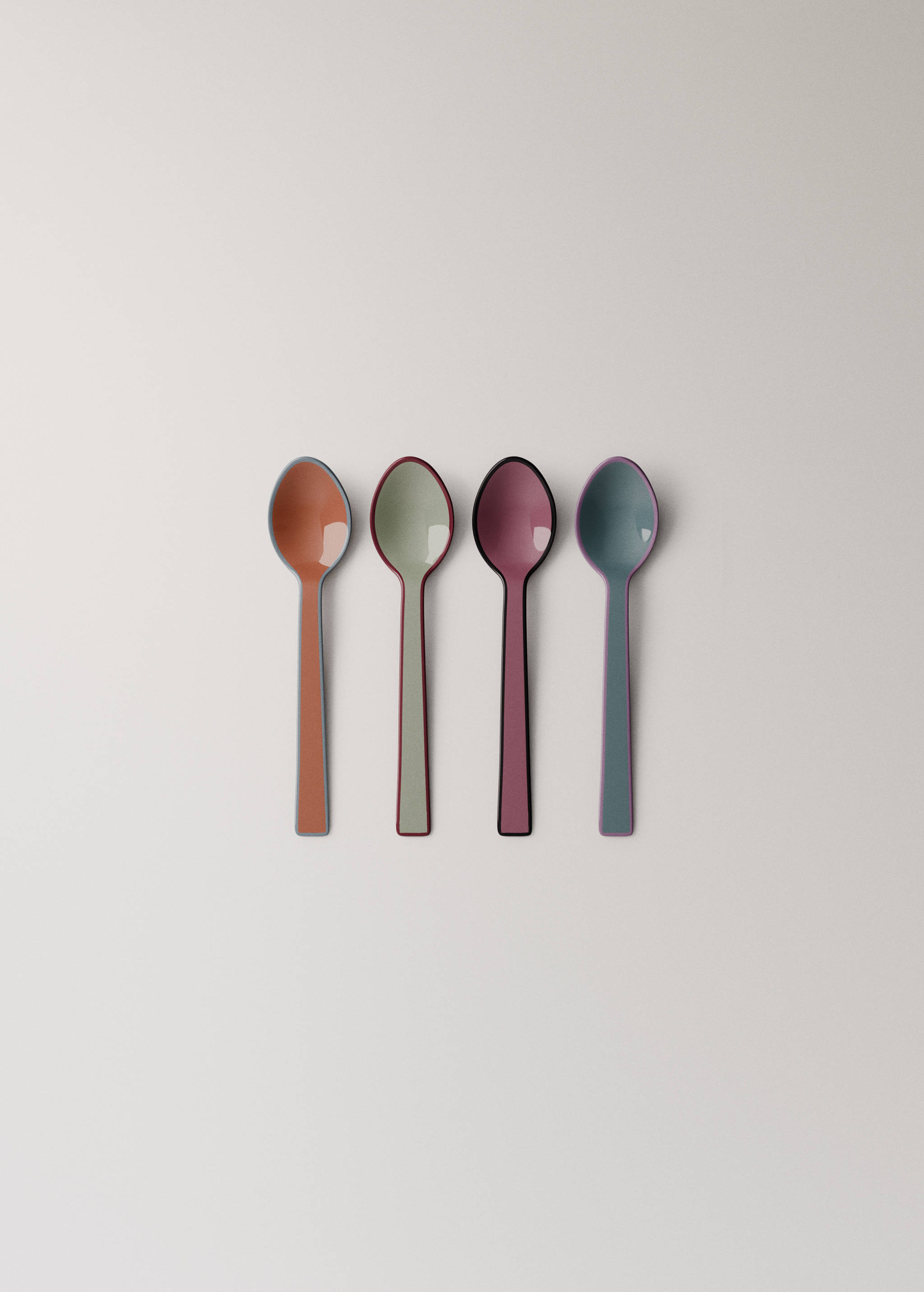Set of 4 multi-coloured dessert spoons - Article without model