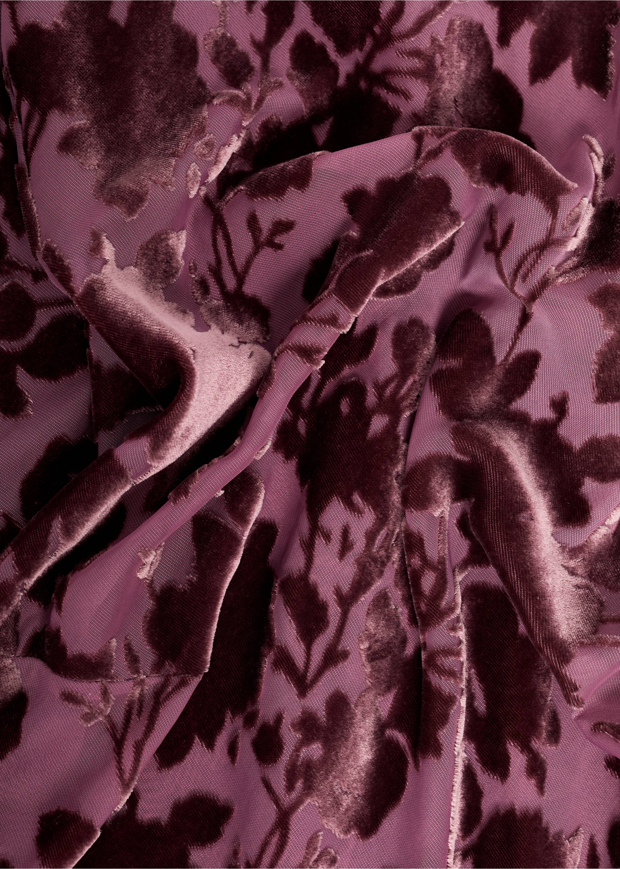 Floral jacquard dress with bell sleeves - Details of the article 0, Burgundy. Ref: 17025814-00.