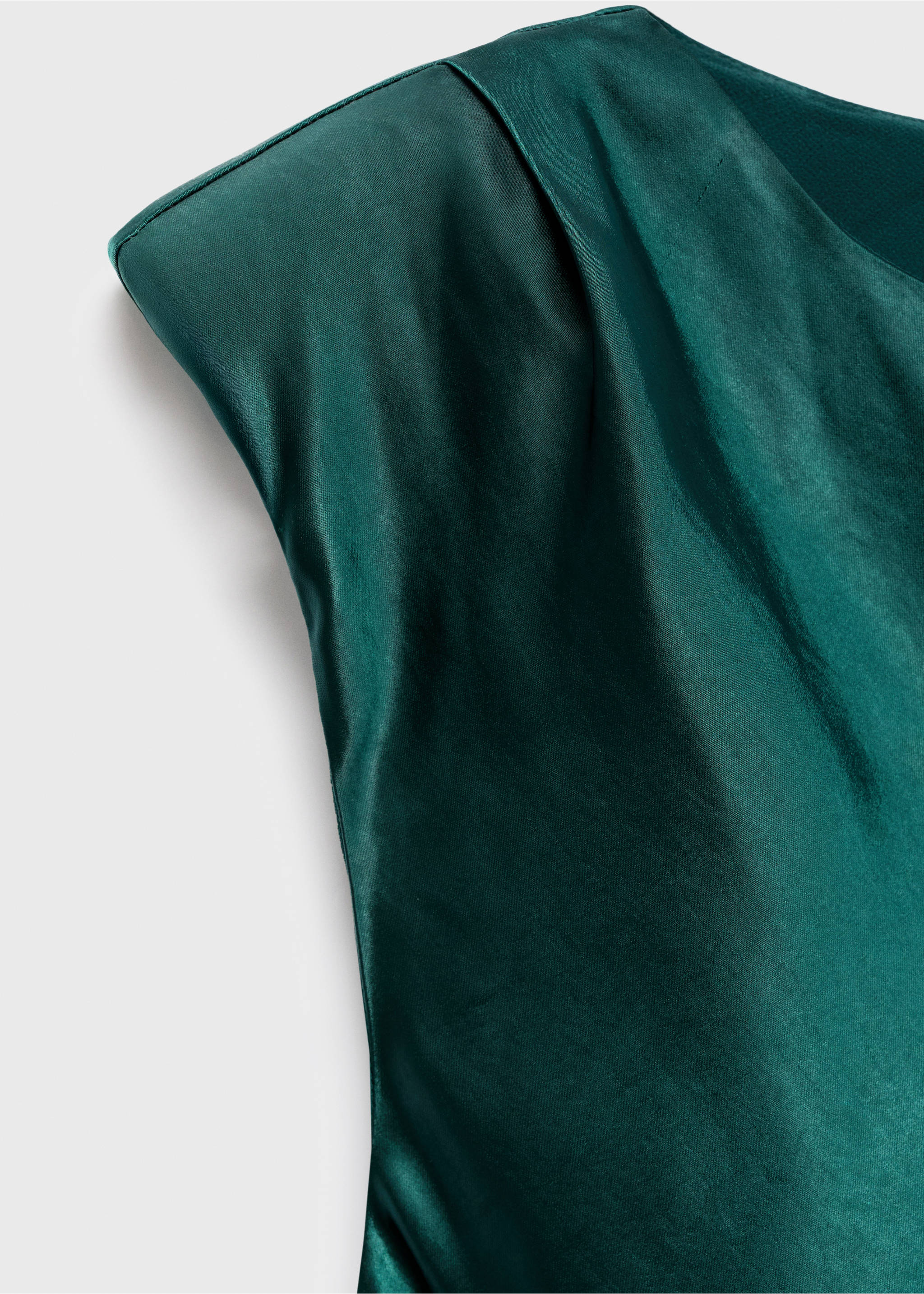 Fitted satin dress - Details of the article 8, Green. Ref: 17025817-00.
