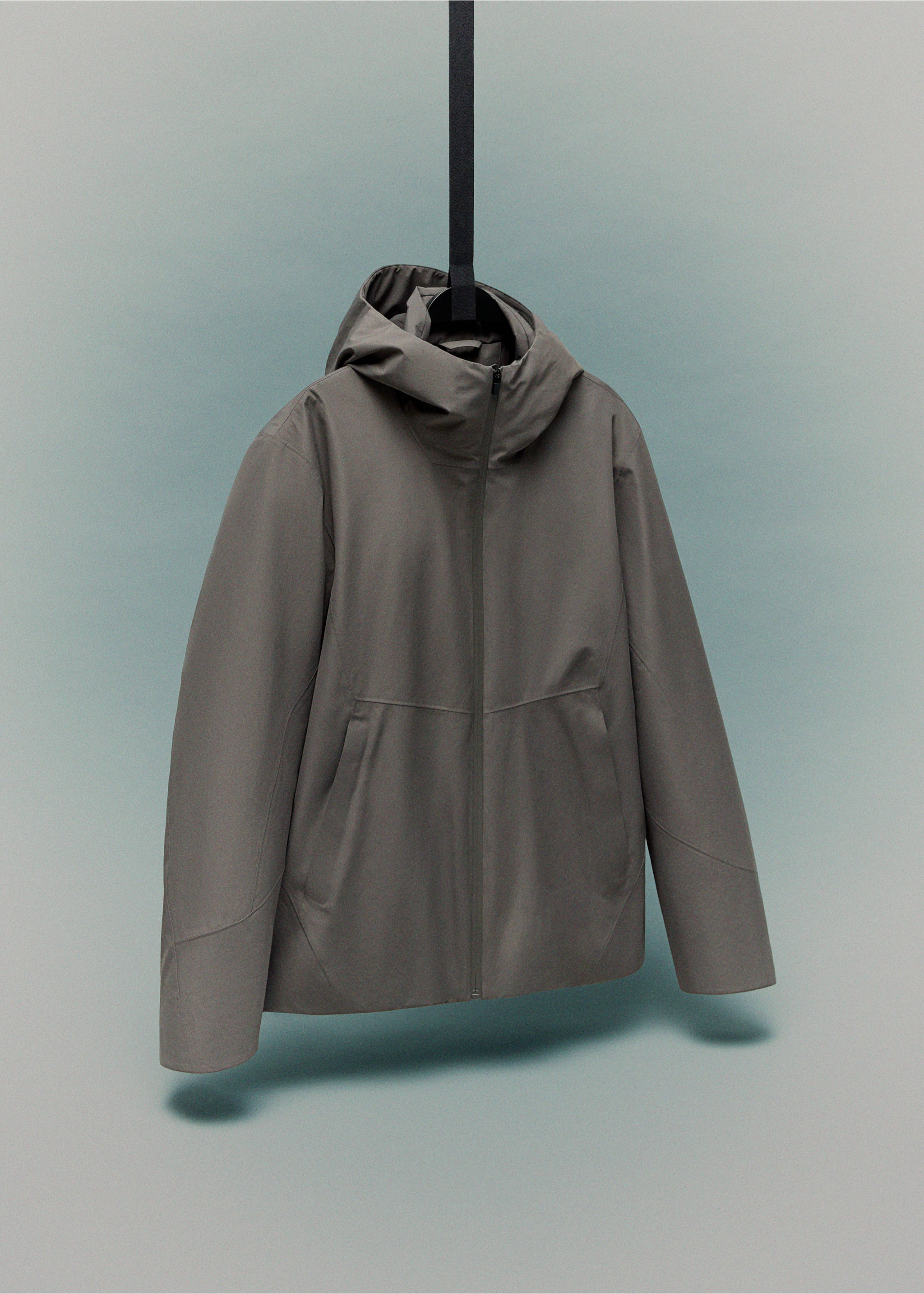 Water-repellent Thermolite® hooded jacket - Details of the article 9, Medium Brown. Ref: 17025969-00.
