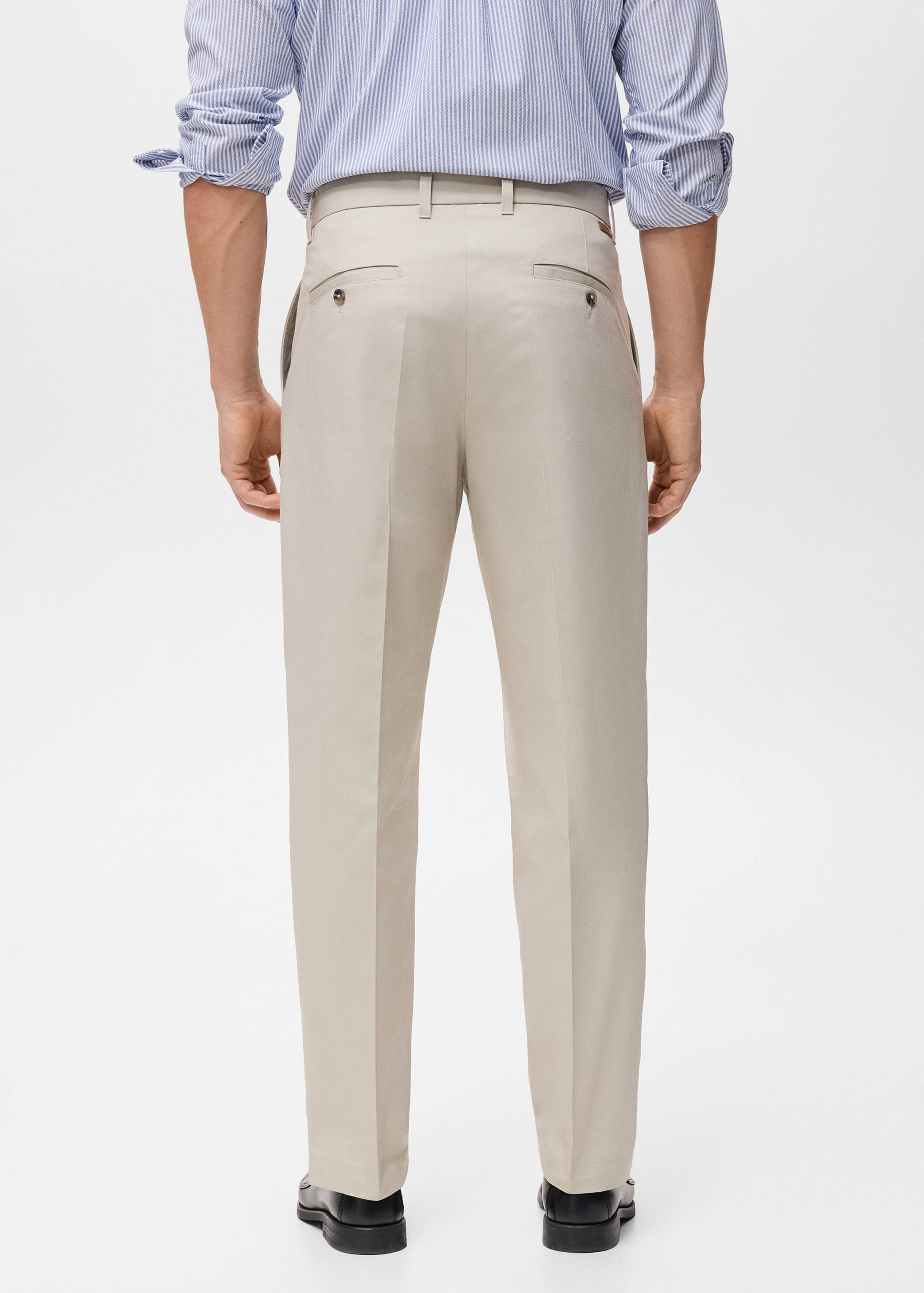 Regular fit pleated cotton trousers - Reverse of the article