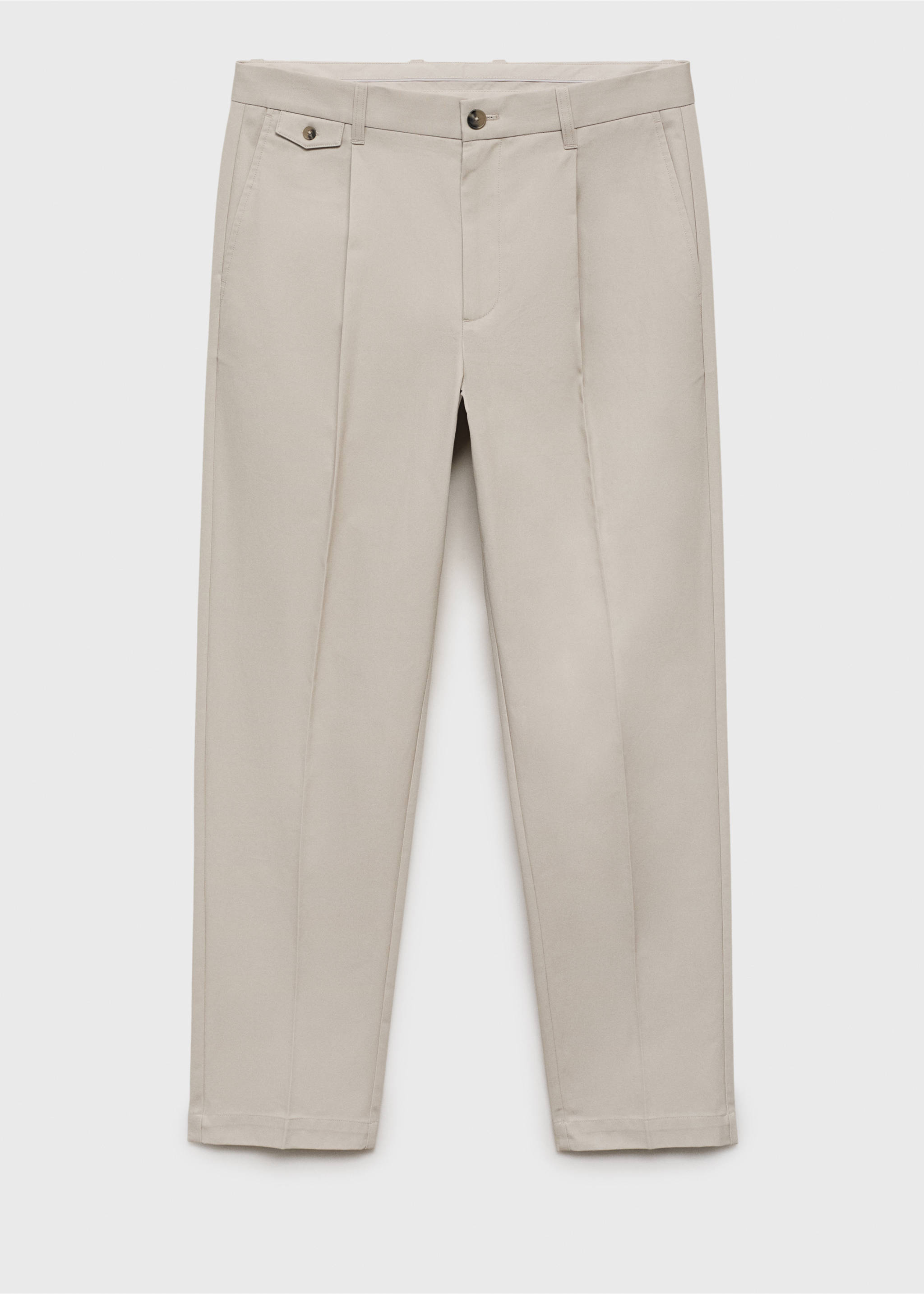 Regular fit pleated cotton trousers - Article without model, Sand. Ref: 17025970-00.