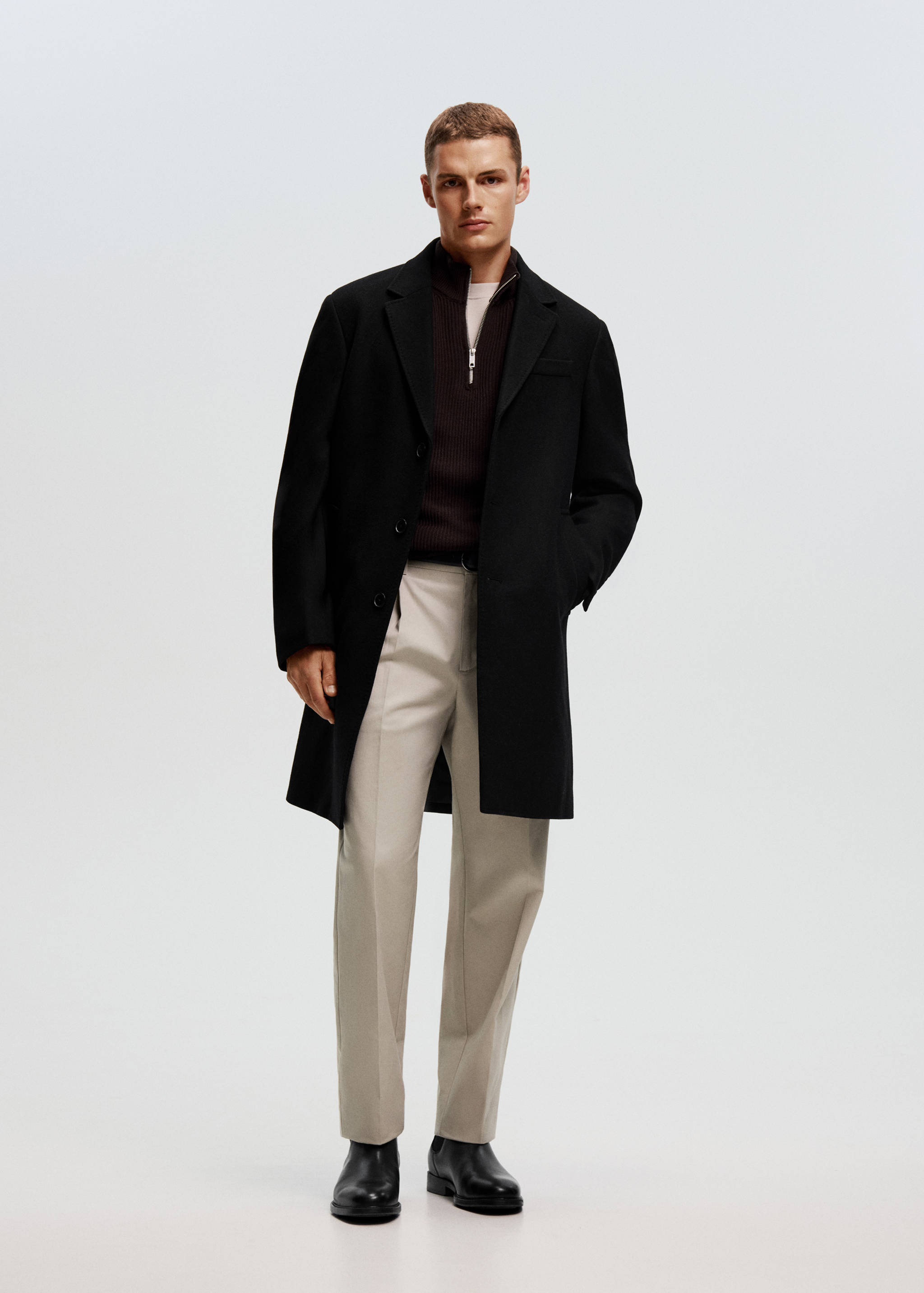 Regular fit pleated cotton trousers - Details of the article 5