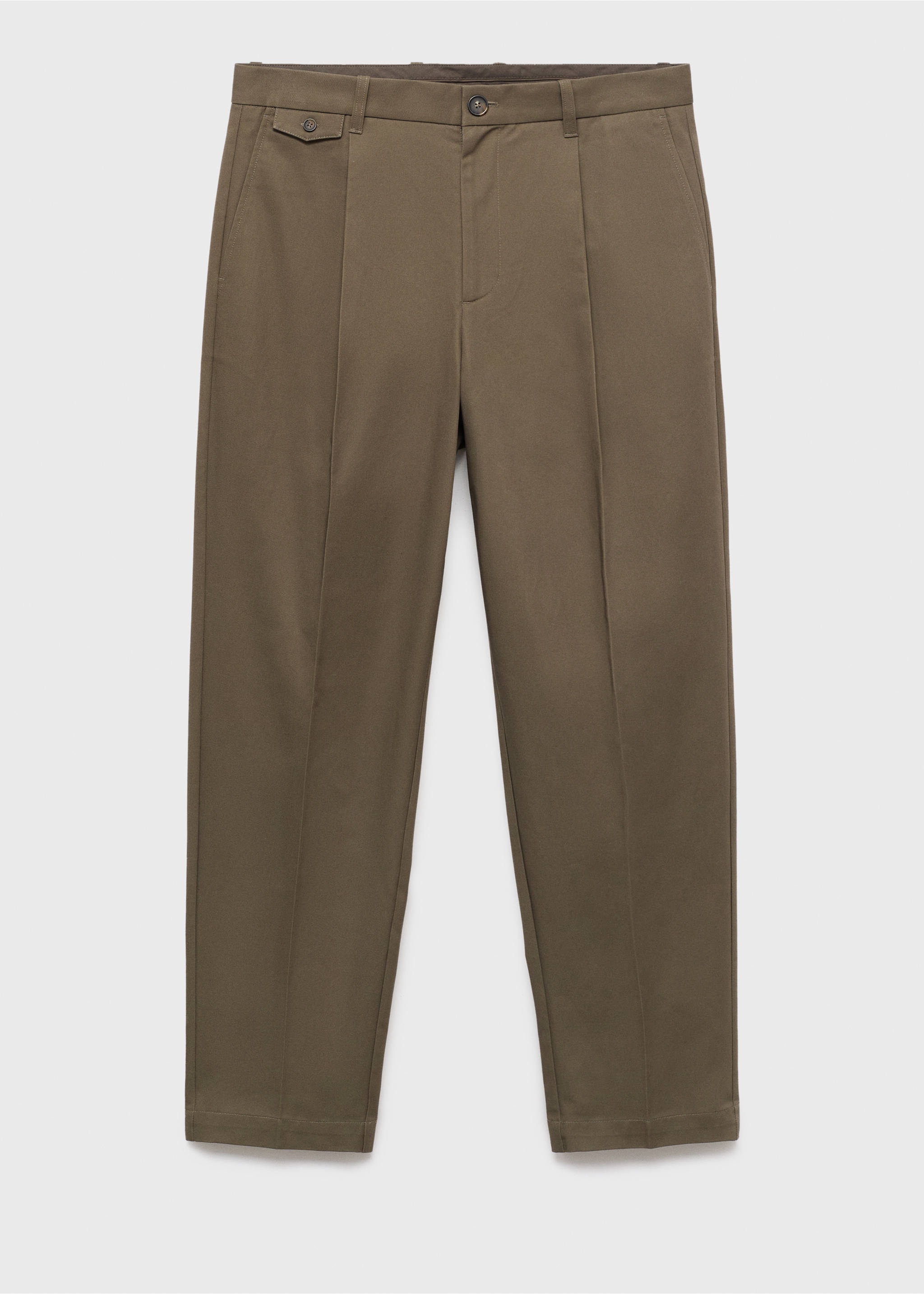 Regular fit pleated cotton trousers - Article without model, Brown. Ref: 17025970-00.