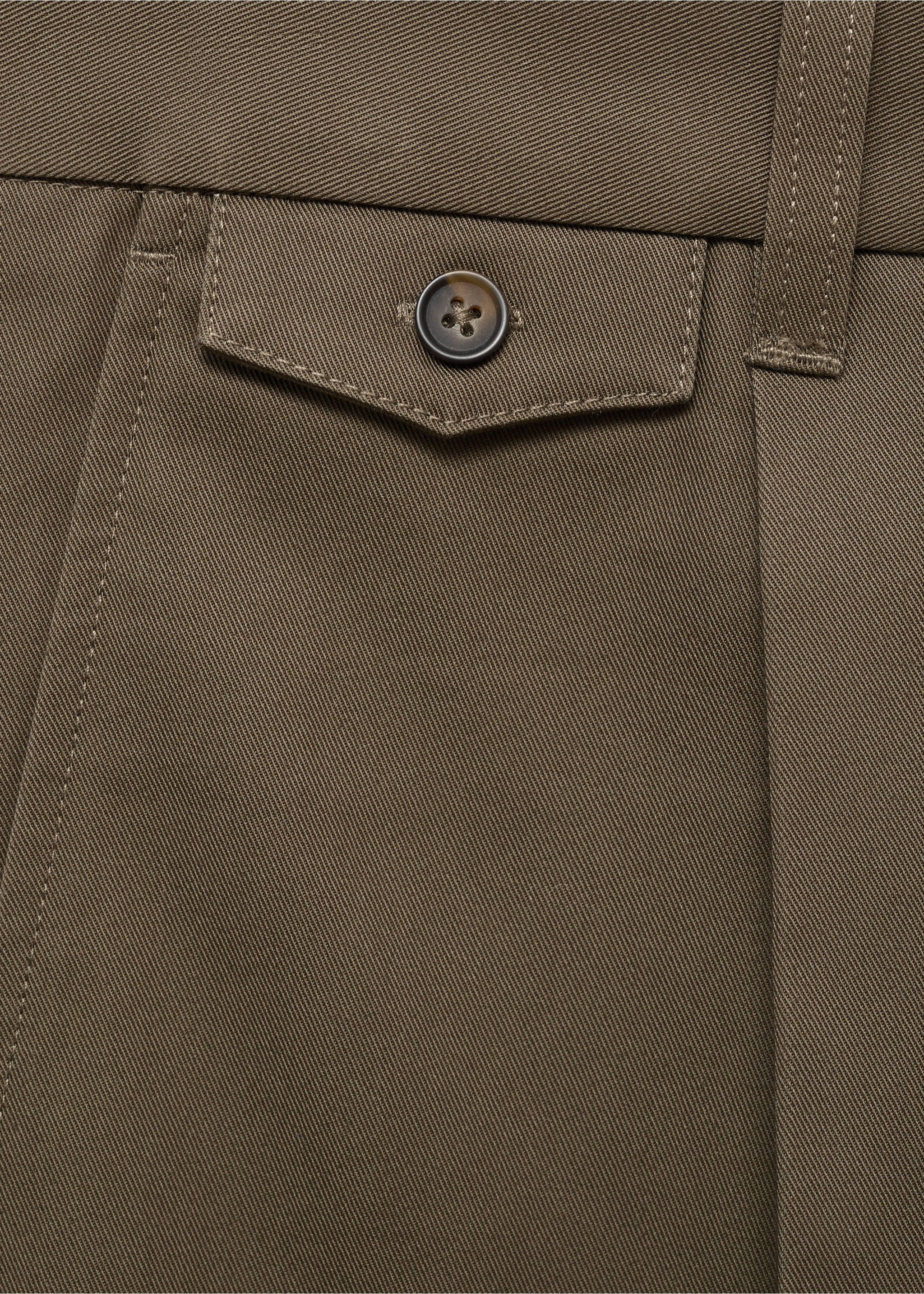 Regular fit pleated cotton trousers - Details of the article 0, Brown. Ref: 17025970-00.