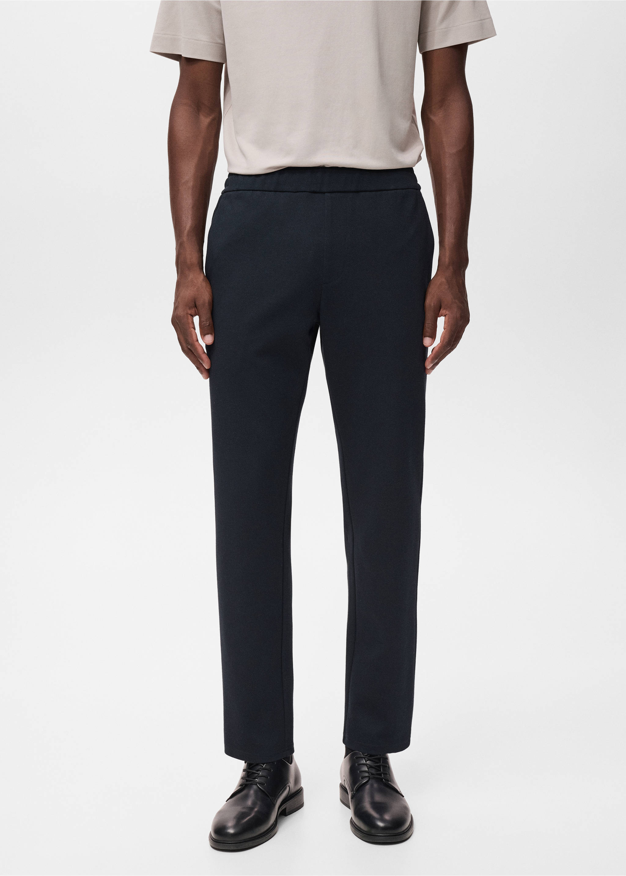 Technical structured joggers - Medium plane, Navy. Ref: 17025977-00.