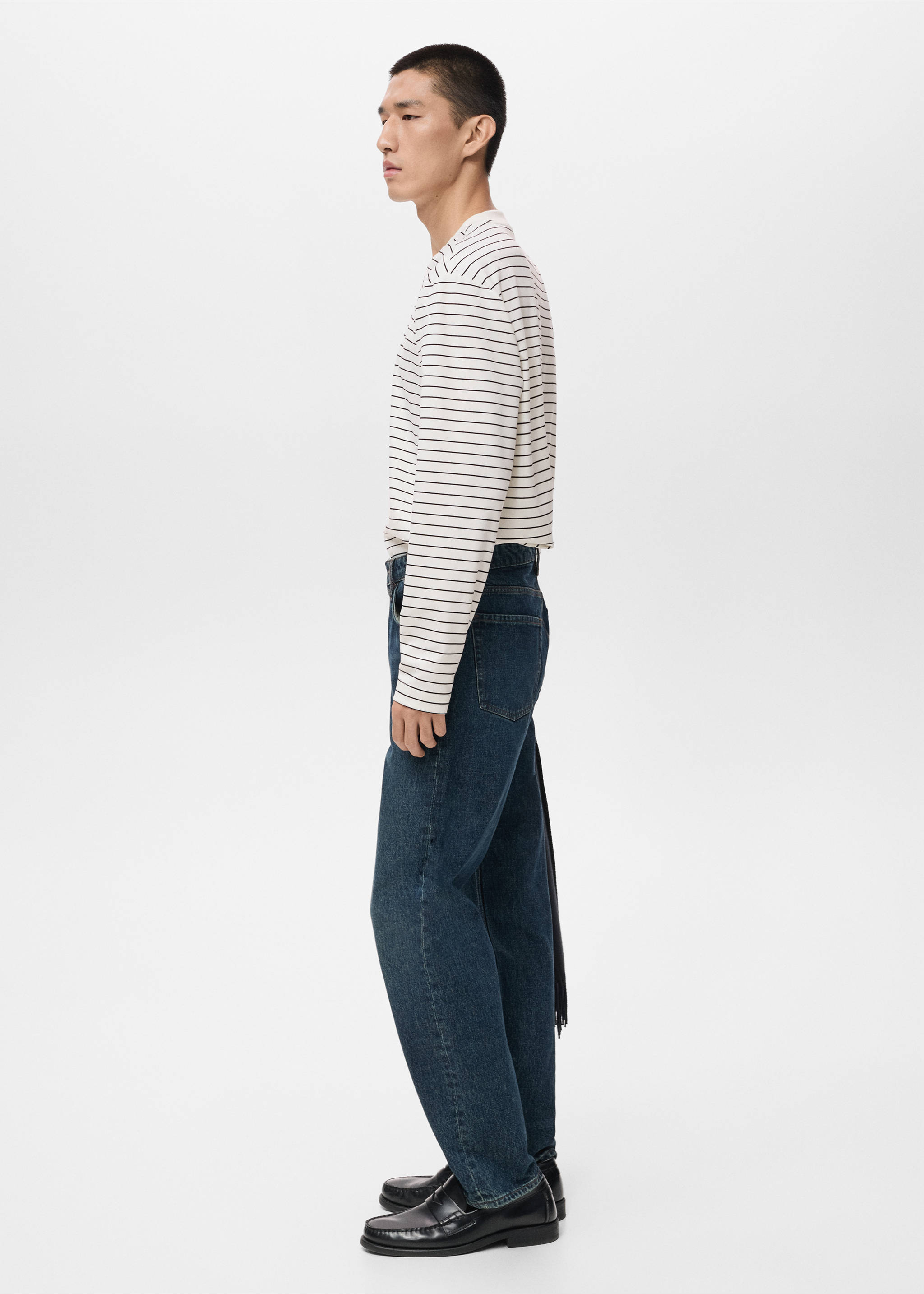 Striped long sleeves t-shirt - Details of the article 2, Ecru. Ref: 17025978-00.