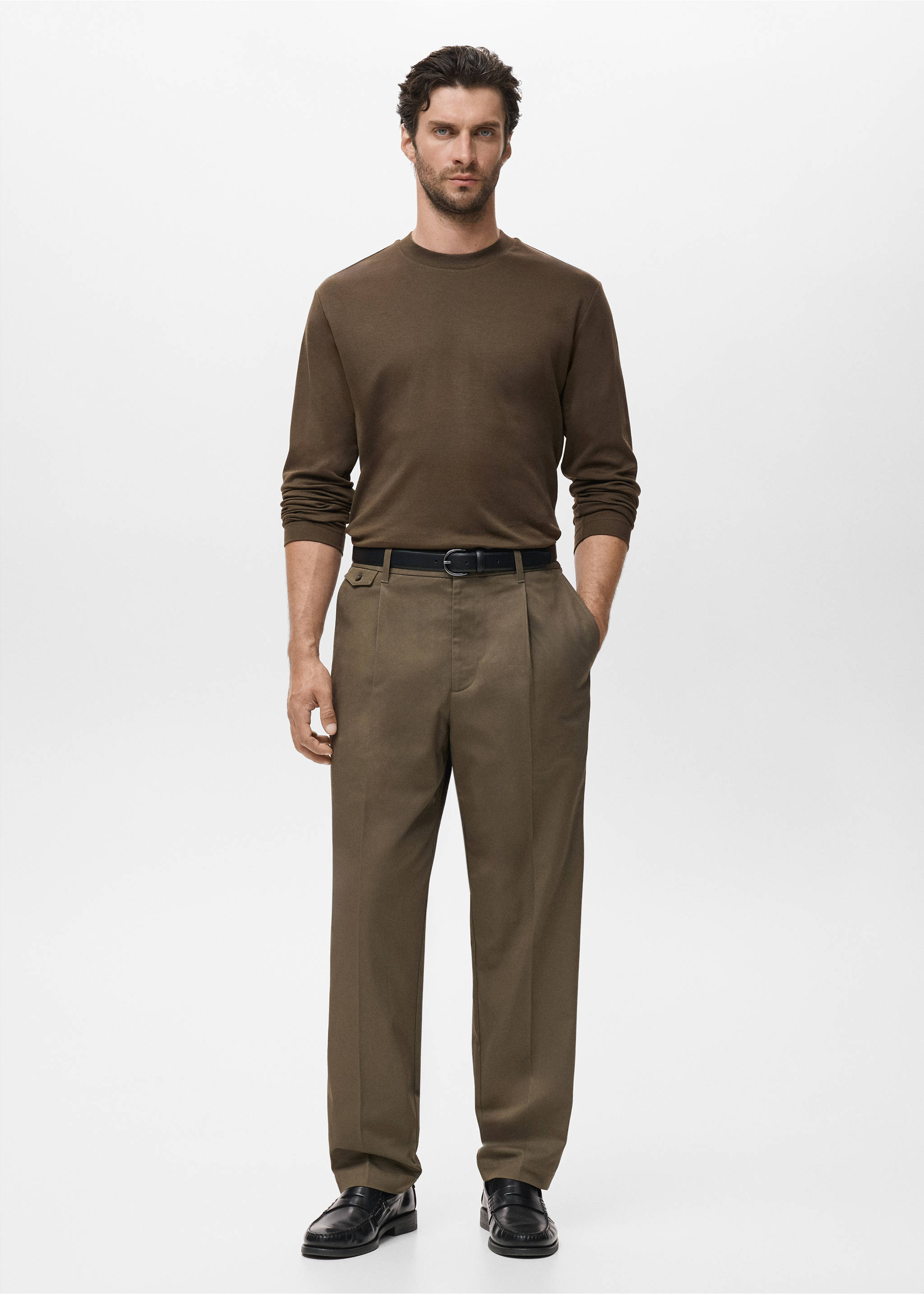 T-shirt manches longues regular-fit - Plan général, Olive. Ref: 17025979-00.