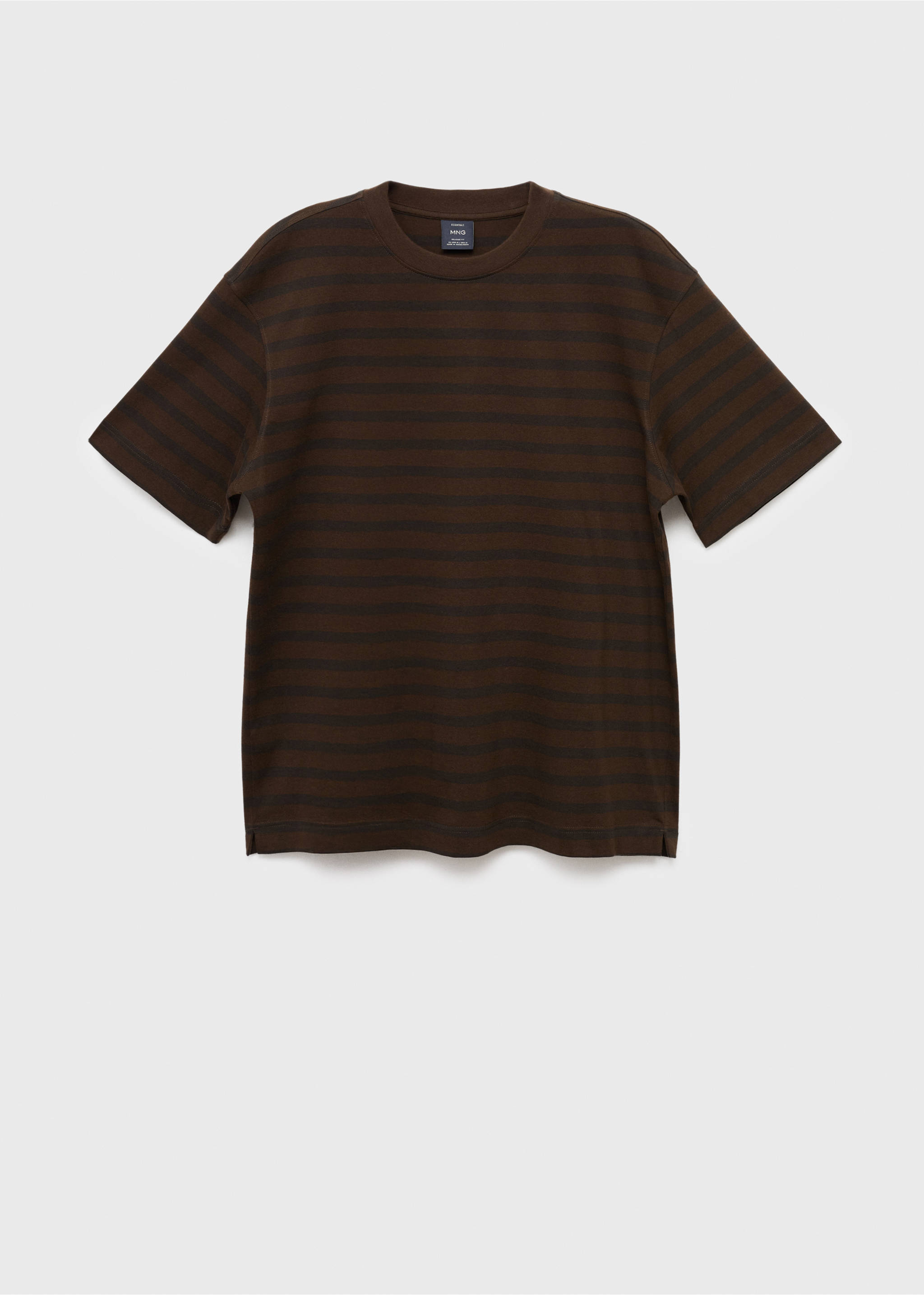 100% cotton relaxed-fit striped t-shirt - Article without model, Medium Brown. Ref: 17025980-00.