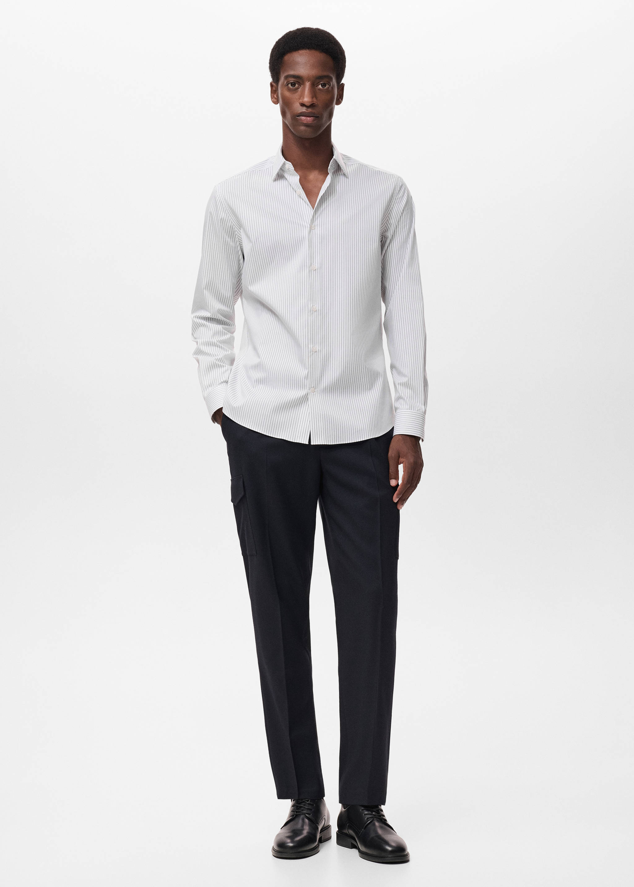 Camisa regular fit algodón rayas non iron - Plano general