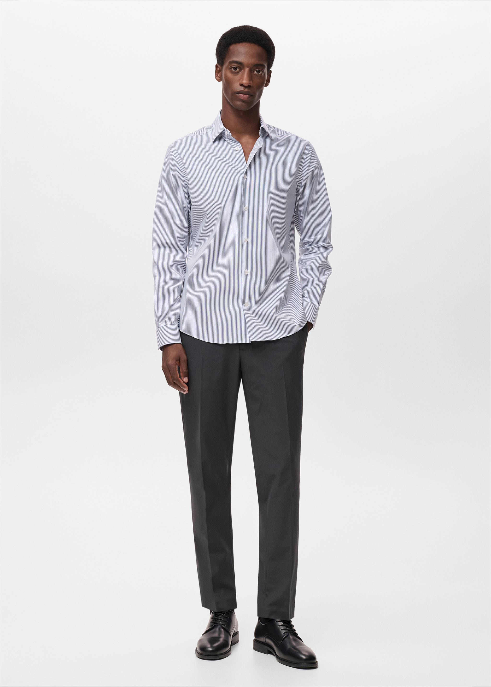 Camisa regular fit algodón rayas non iron - Plano general