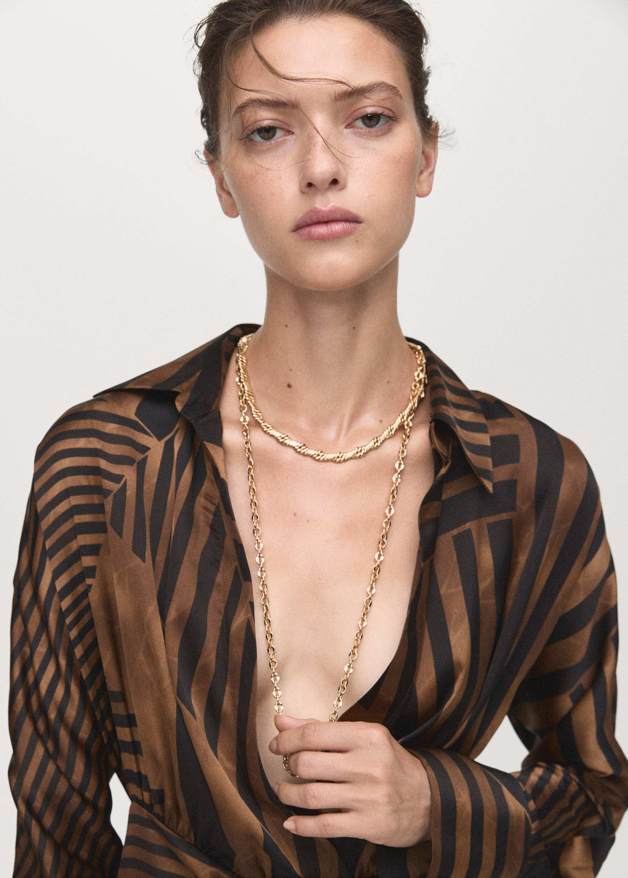 Striped satin dress - Details of the article 1