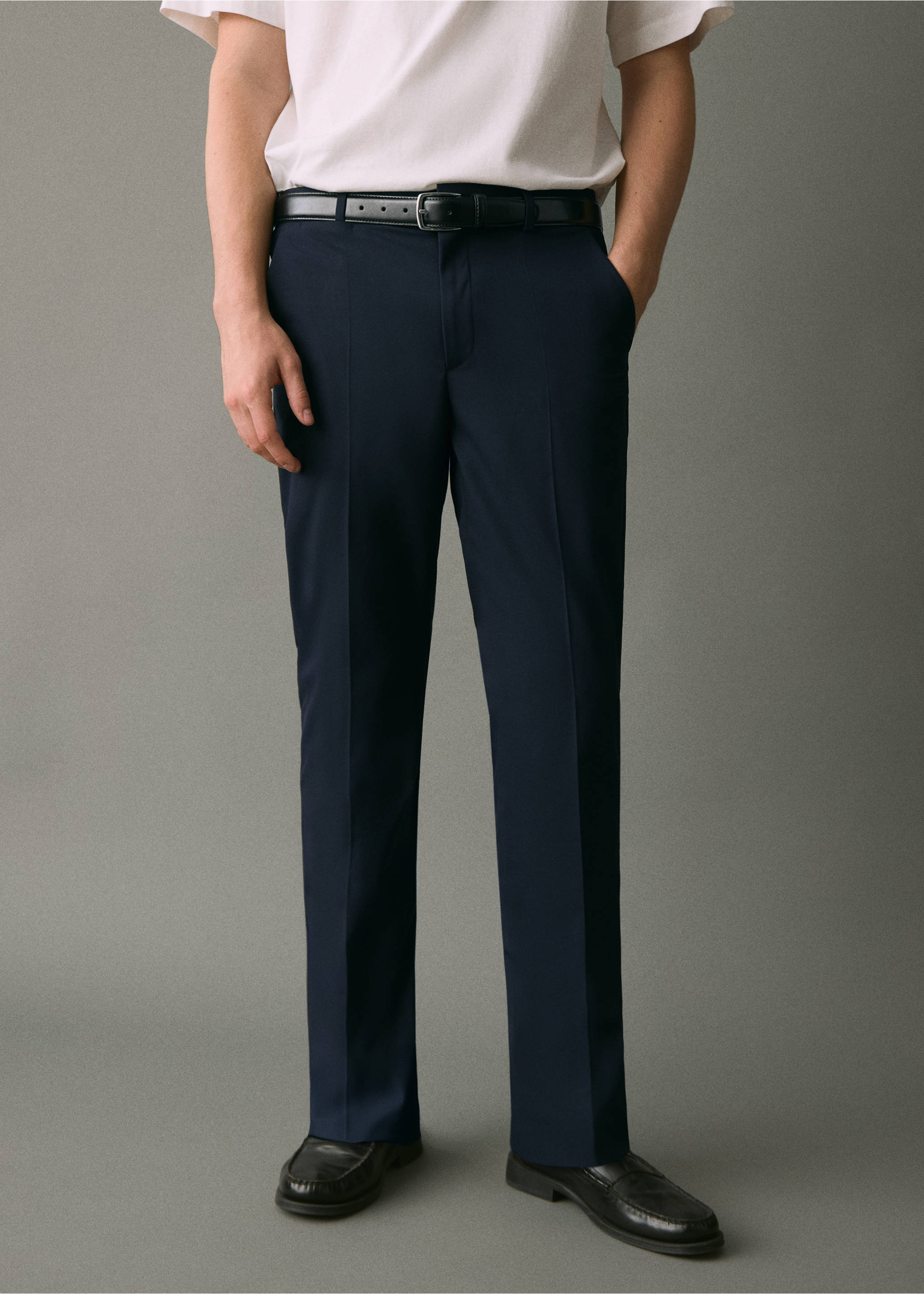 Straight suit trousers - Medium plane, Navy. Ref: 17026329-00.