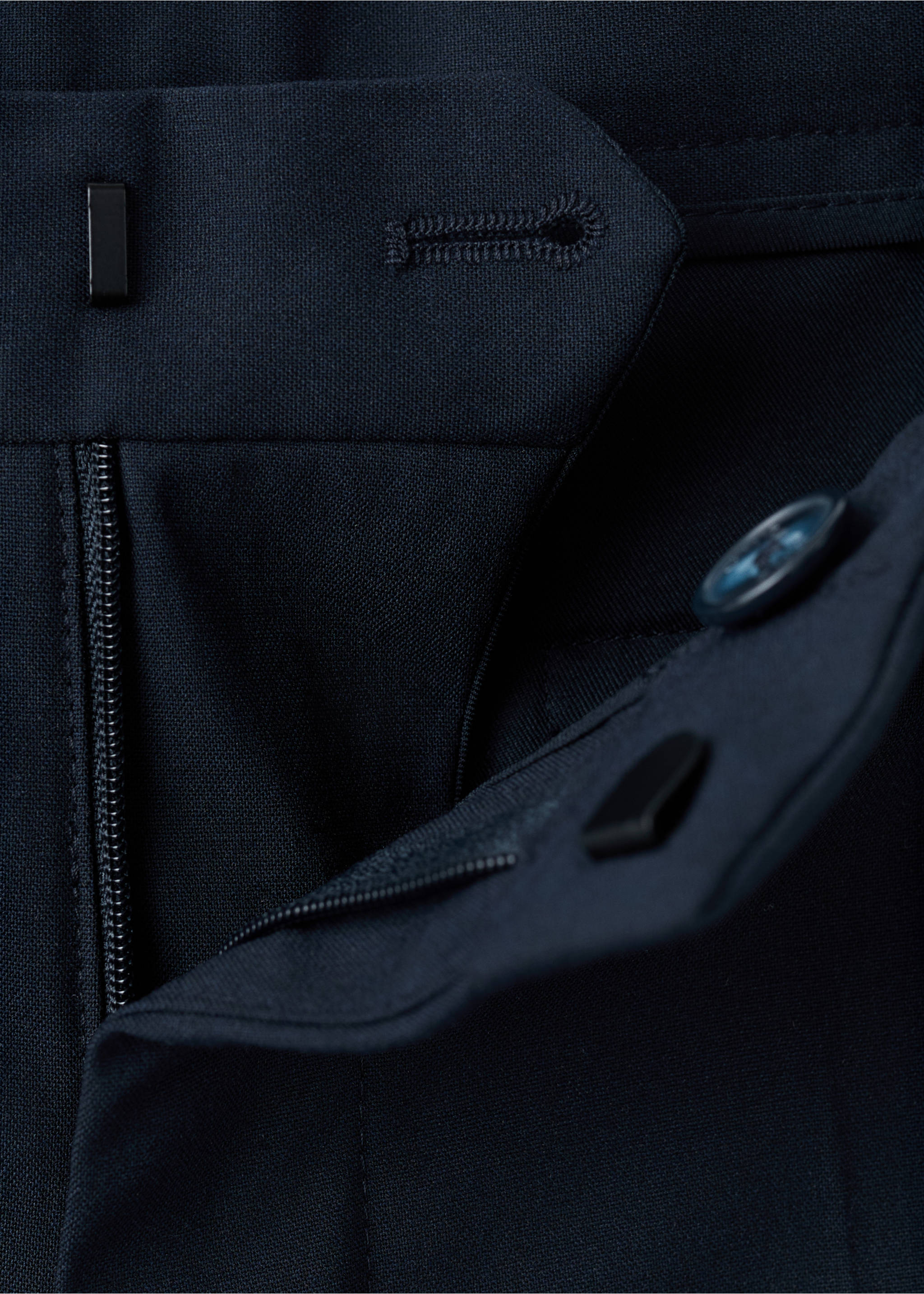 Straight suit trousers - Details of the article 0, Navy. Ref: 17026329-00.