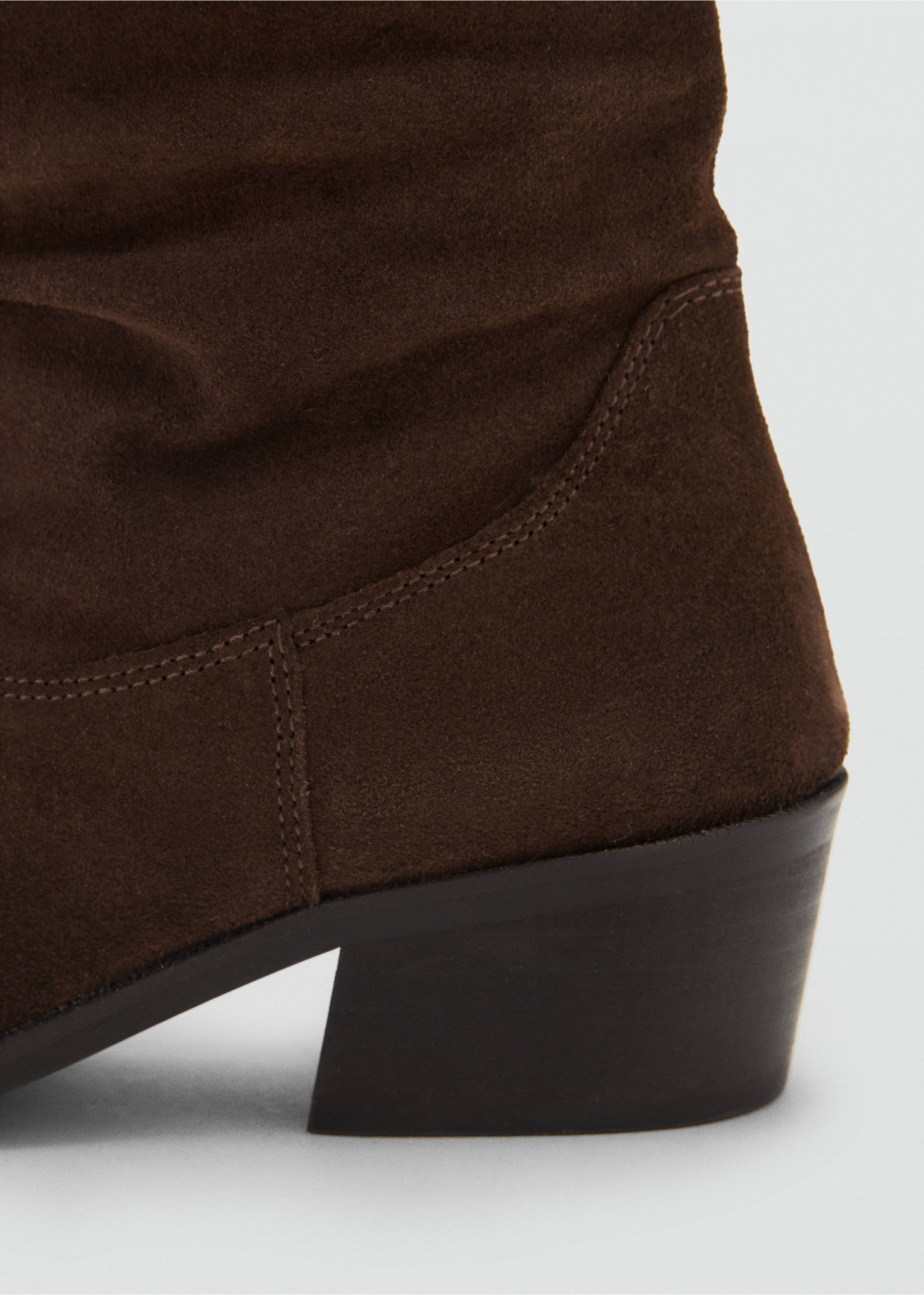 Knee-high leather boots with ruched detail - Details of the article 1, Brown. Ref: 17026331-00.