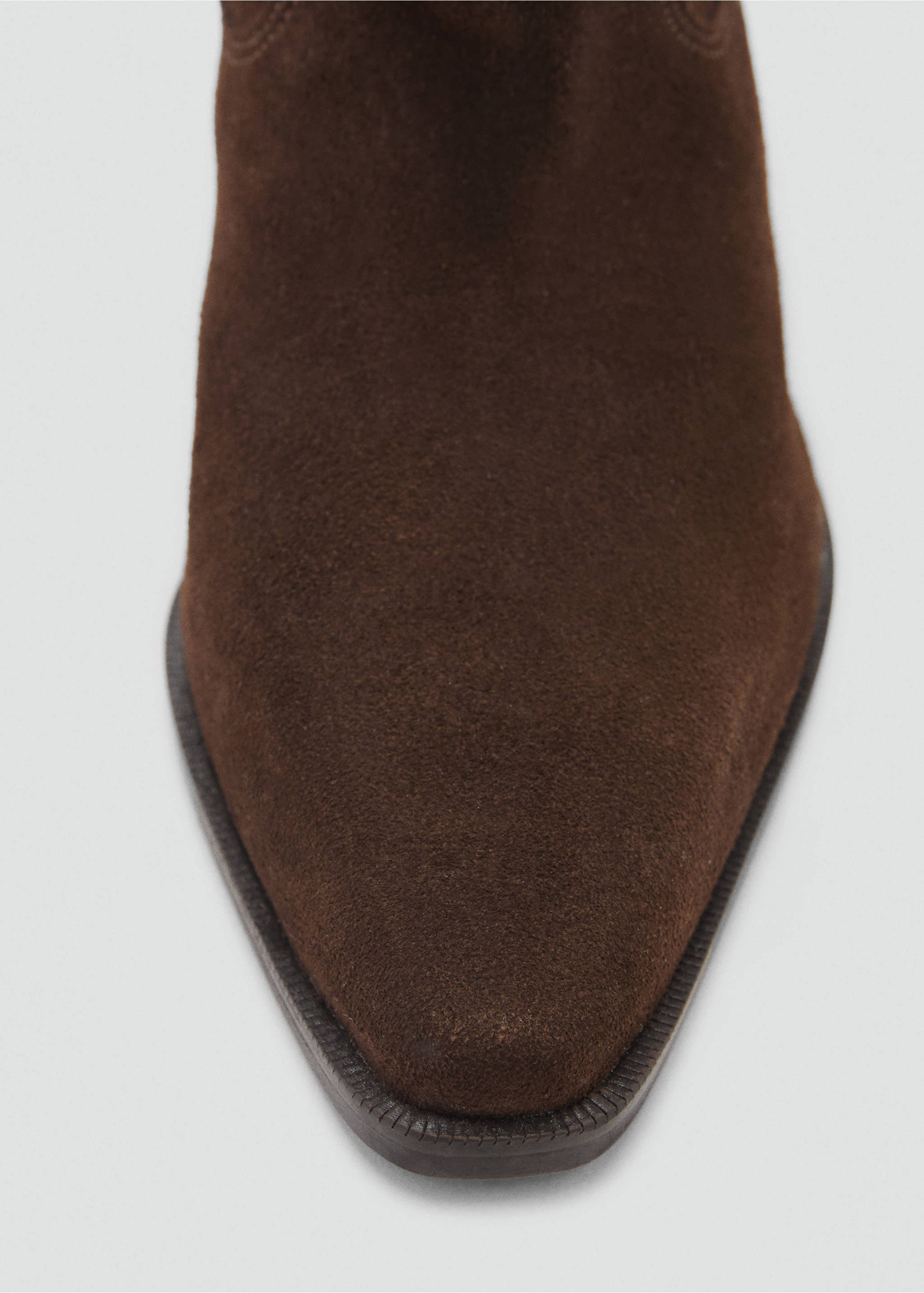 Knee-high leather boots with ruched detail - Details of the article 2, Brown. Ref: 17026331-00.