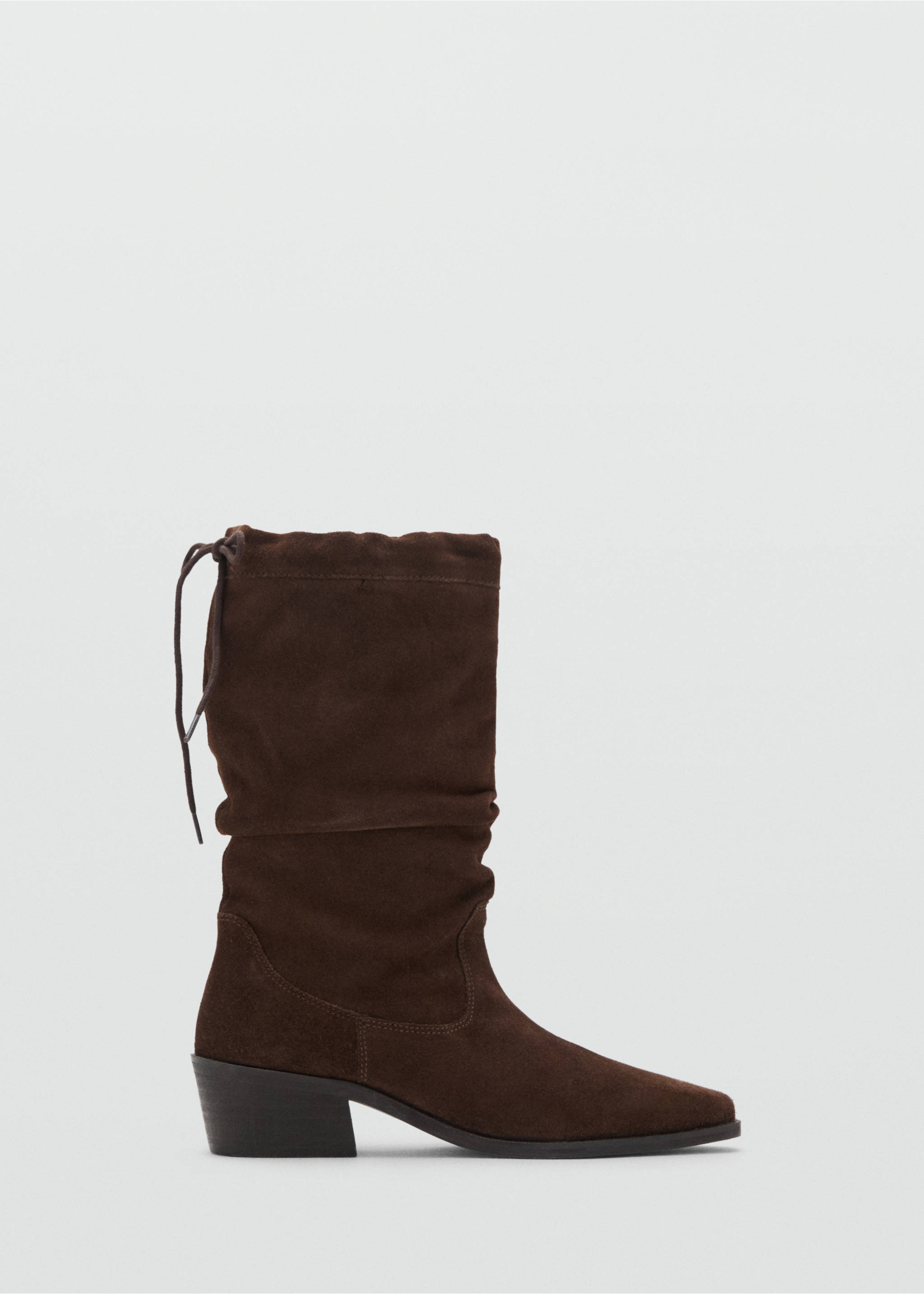 Knee-high leather boots with ruched detail - Article without model, Brown. Ref: 17026331-00.
