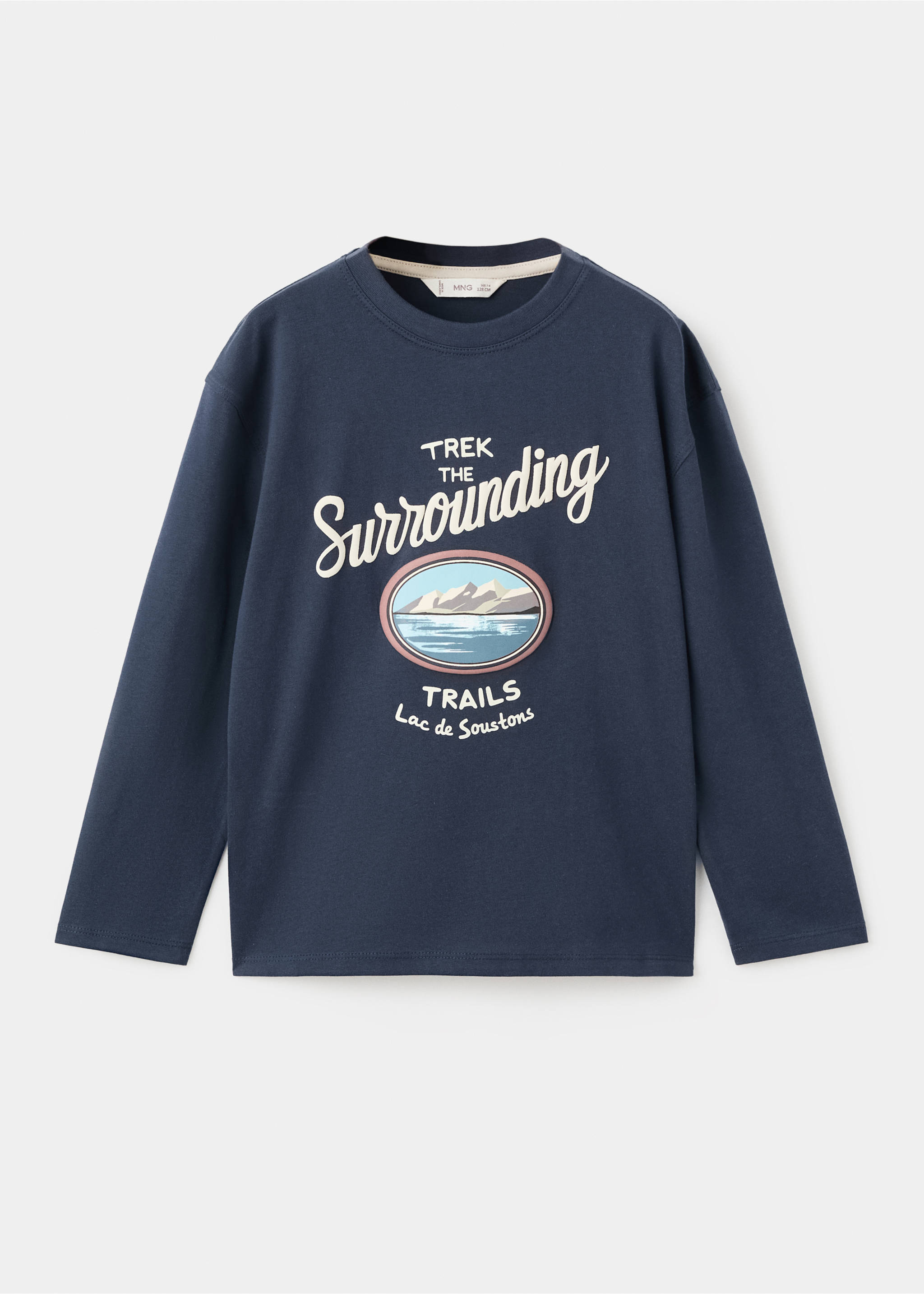 Printed cotton-blend T-shirt - Article without model, Navy. Ref: 17026341-00.