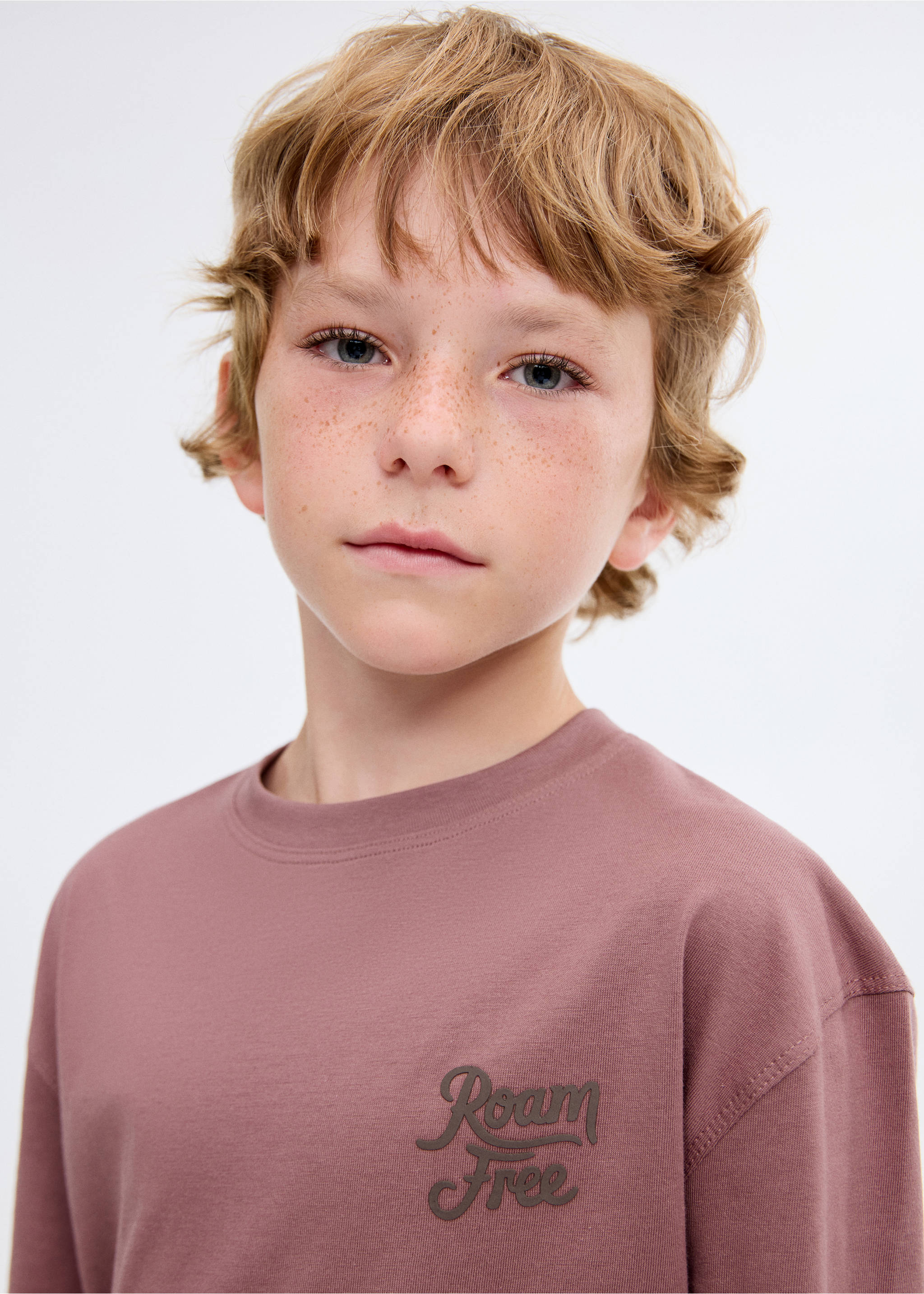 Printed cotton-blend T-shirt - Details of the article 1, Cherry. Ref: 17026342-00.