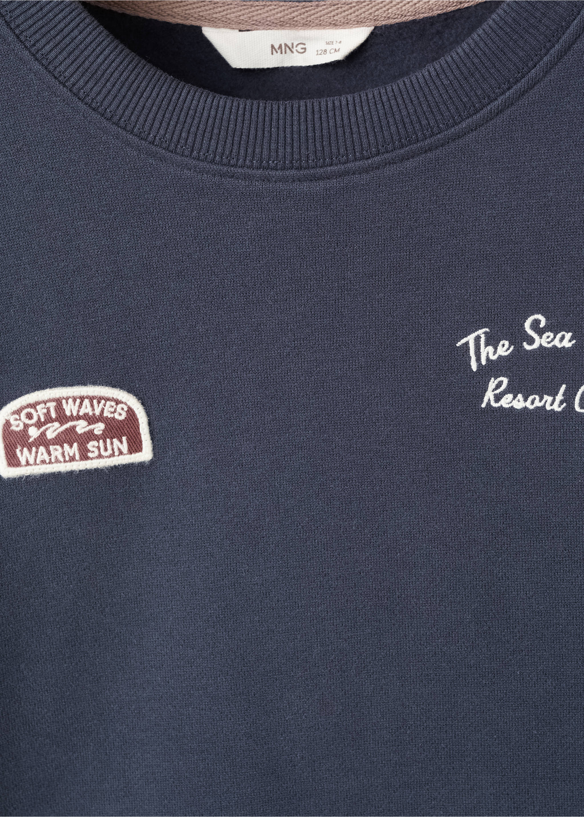 Embroidered cotton sweatshirt - Details of the article 8, Navy. Ref: 17026345-00.