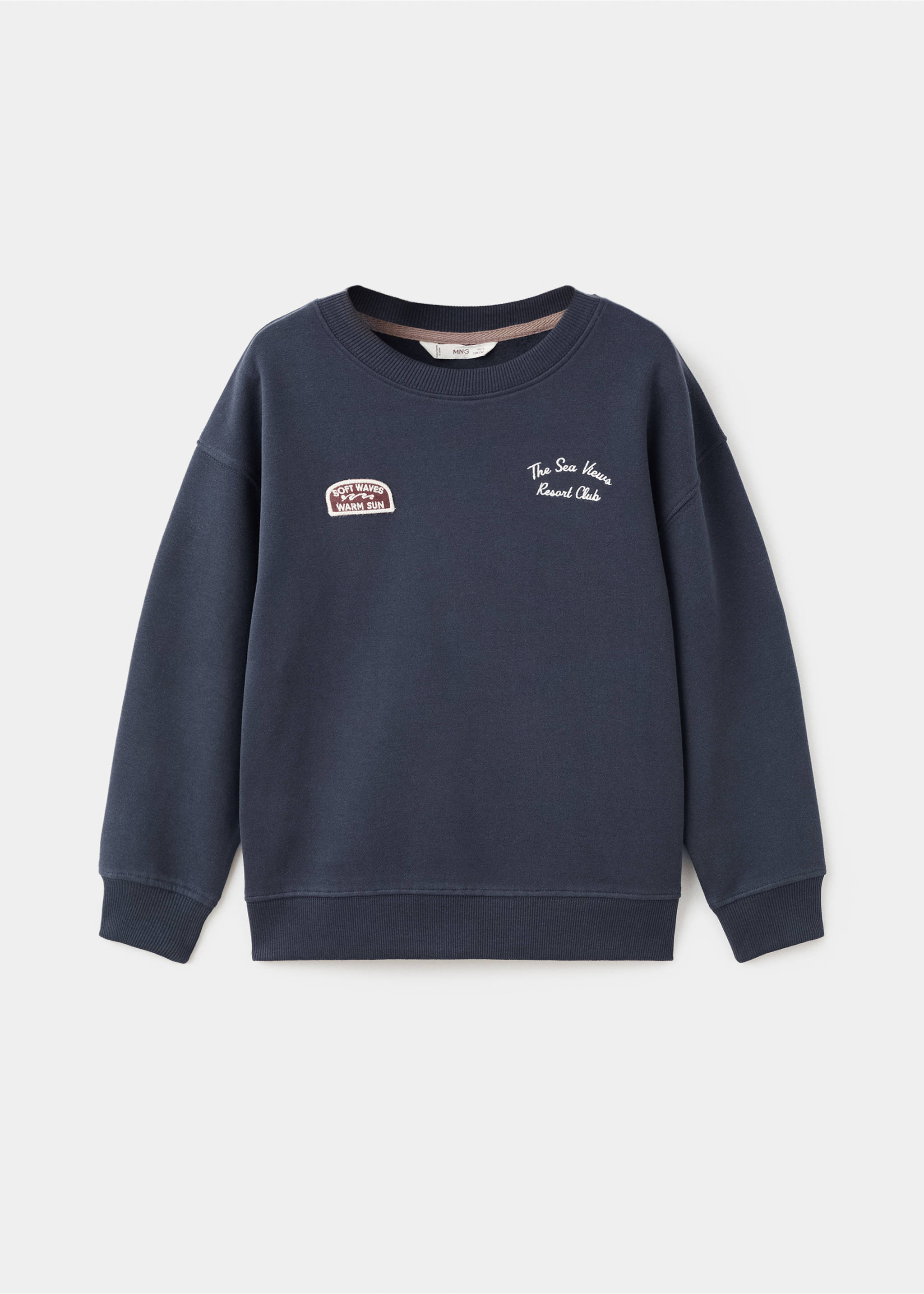 Besticktes Baumwoll-Sweatshirt - Artikel ohne Model, Marineblau. Ref: 17026345-00.